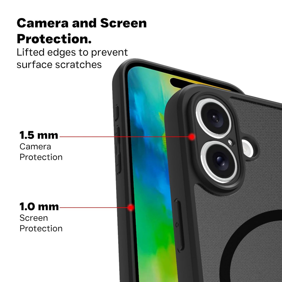 iPhone 16 Plus Back Cover Case | Sleek Hybrid - Matte Black Magnetic