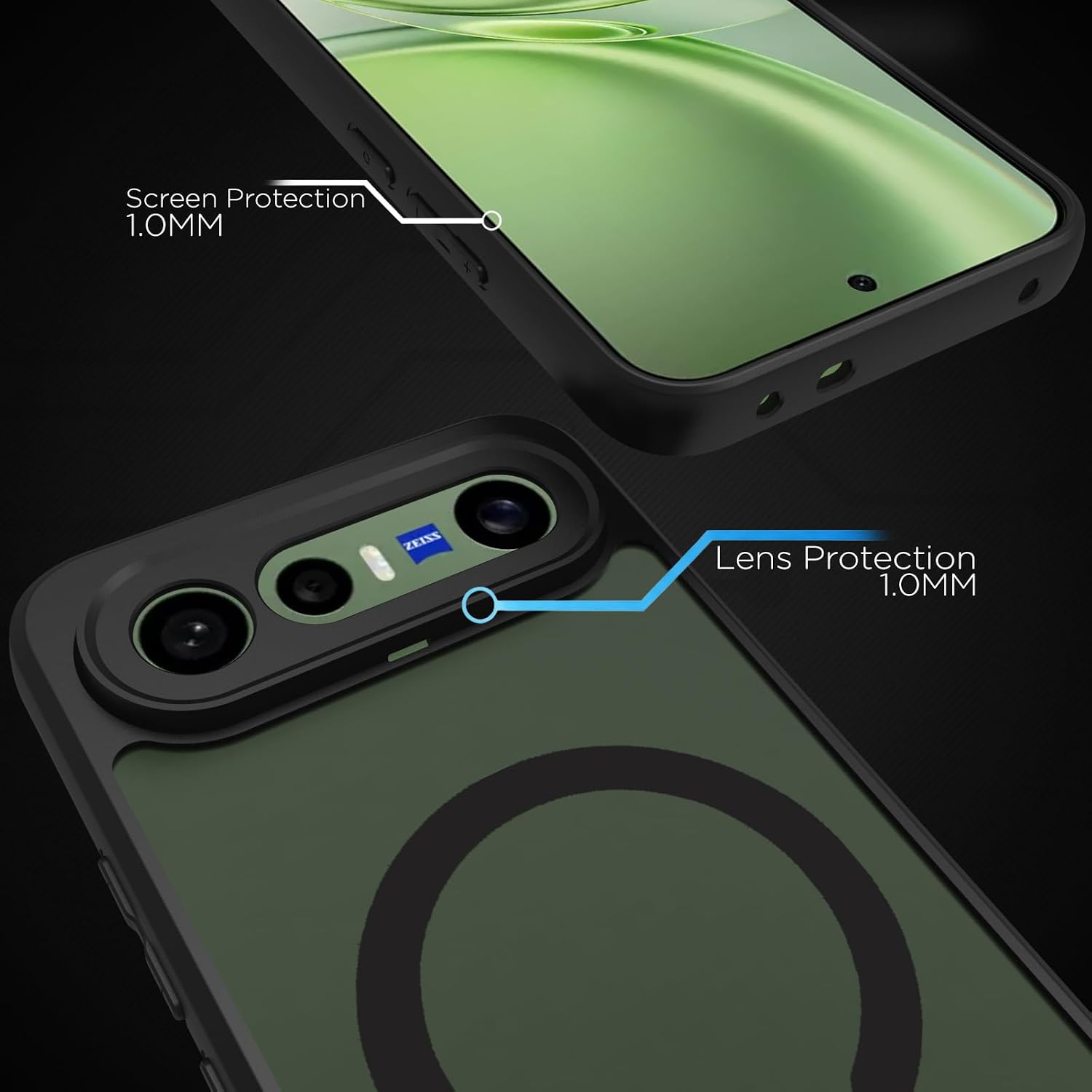 Vivo X300 FE Back Cover Case | Sleek Hybrid - Matte Black Magnetic