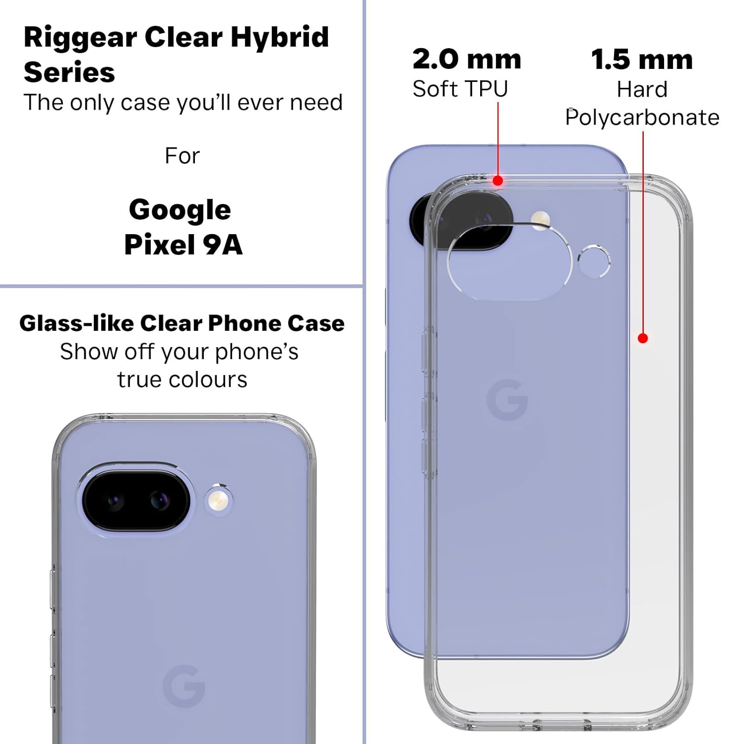 Google Pixel 9a Back Cover Case | Clear Hybrid - Clear