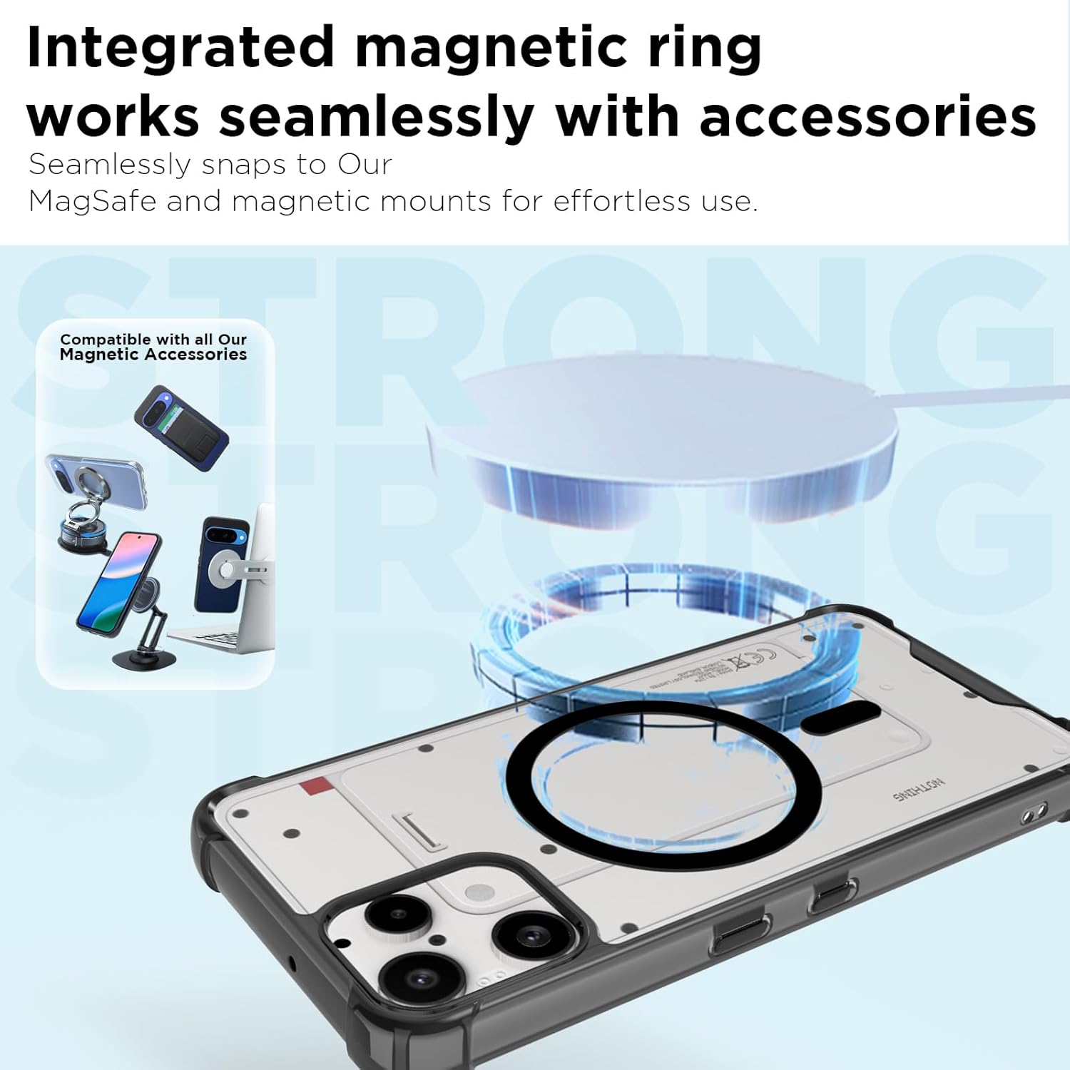 Nothing Phone 3a Lite 5G Back Cover Case | Clear Hybrid - Clear Black Magnetic