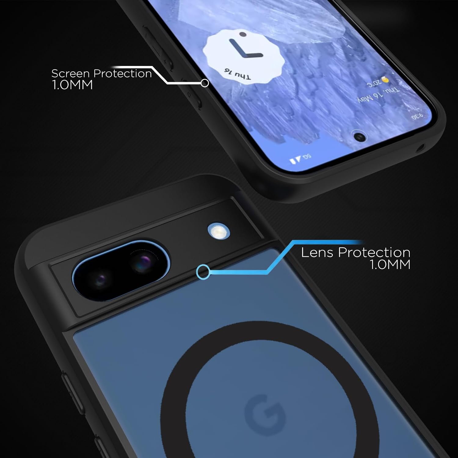 Google Pixel 8A Back Cover Case | Sleek Hybrid - Matte Black Magnetic