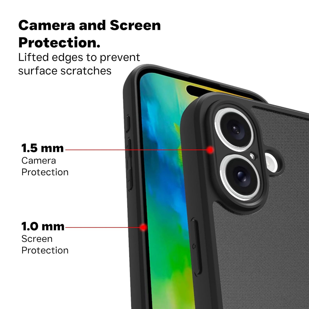 iPhone 16 Plus Back Cover Case | Sleek Hybrid - Matte Black