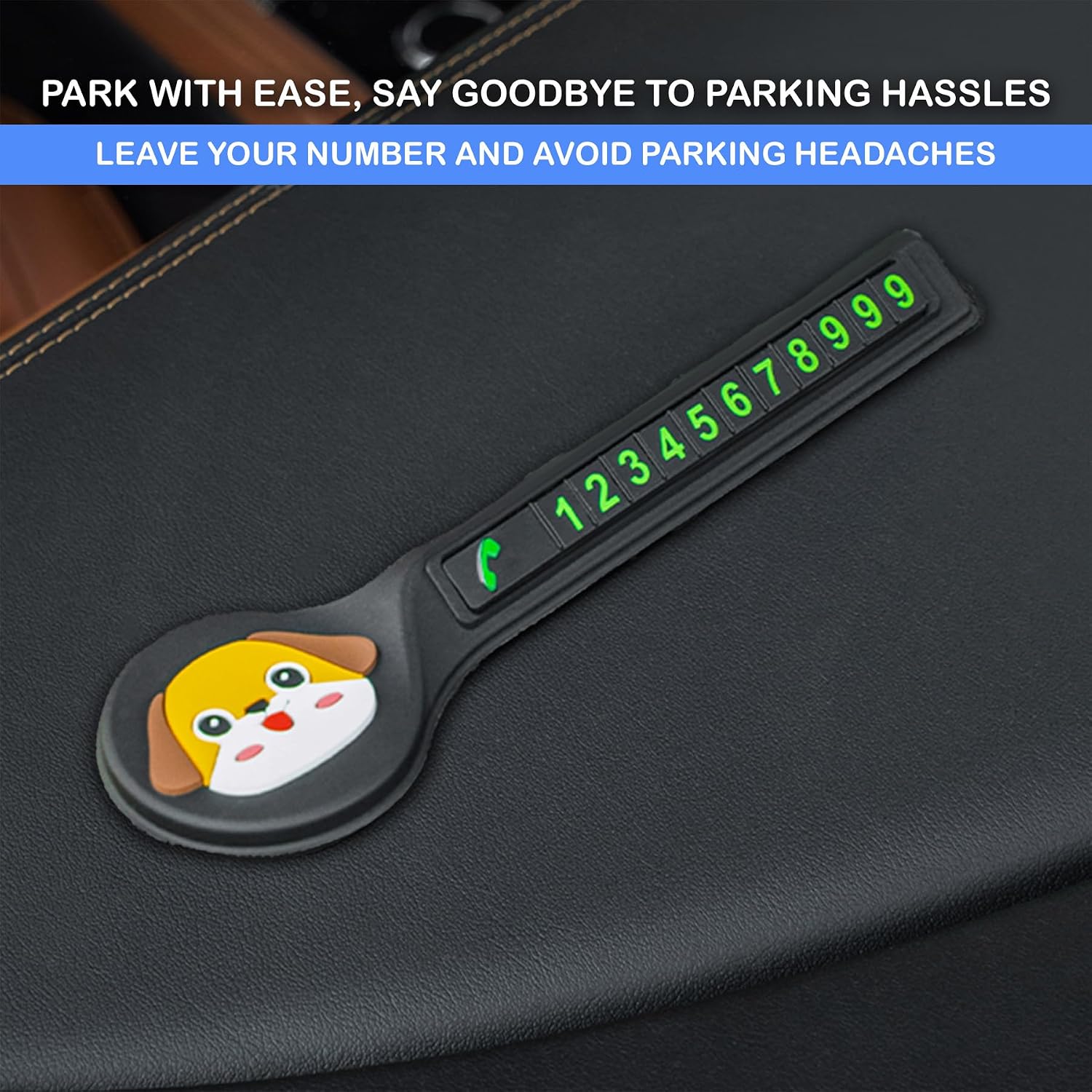 Car Dashboard Anti-Slip Mat |  Dog Design Phone Number Plate