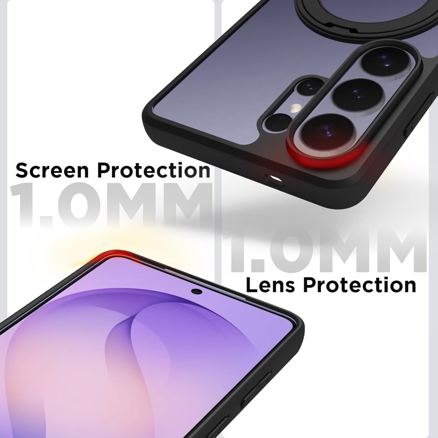 Samsung Galaxy S26 Ultra Ring Stand Back Cover Case | Clear - Clear Black Magnetic