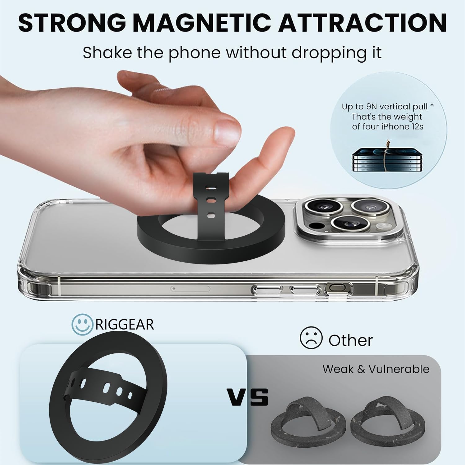 Magnetic Phone Grip | Silicone Finger Loop - Silcy Black