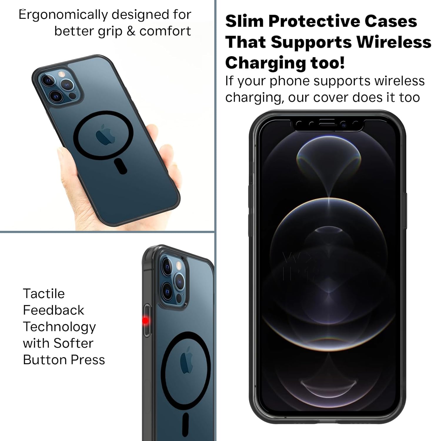 iPhone 12 / 12 Pro Back Cover Case | Clear Hybrid - Smoke Magnetic(Black)