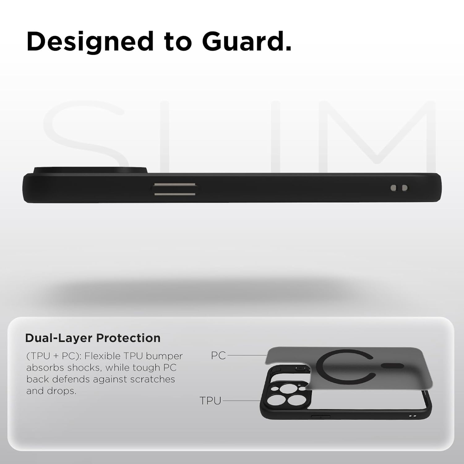 iPhone 15 Pro Max Back Cover Case | Sleek Hybrid - Matte Black Magnetic