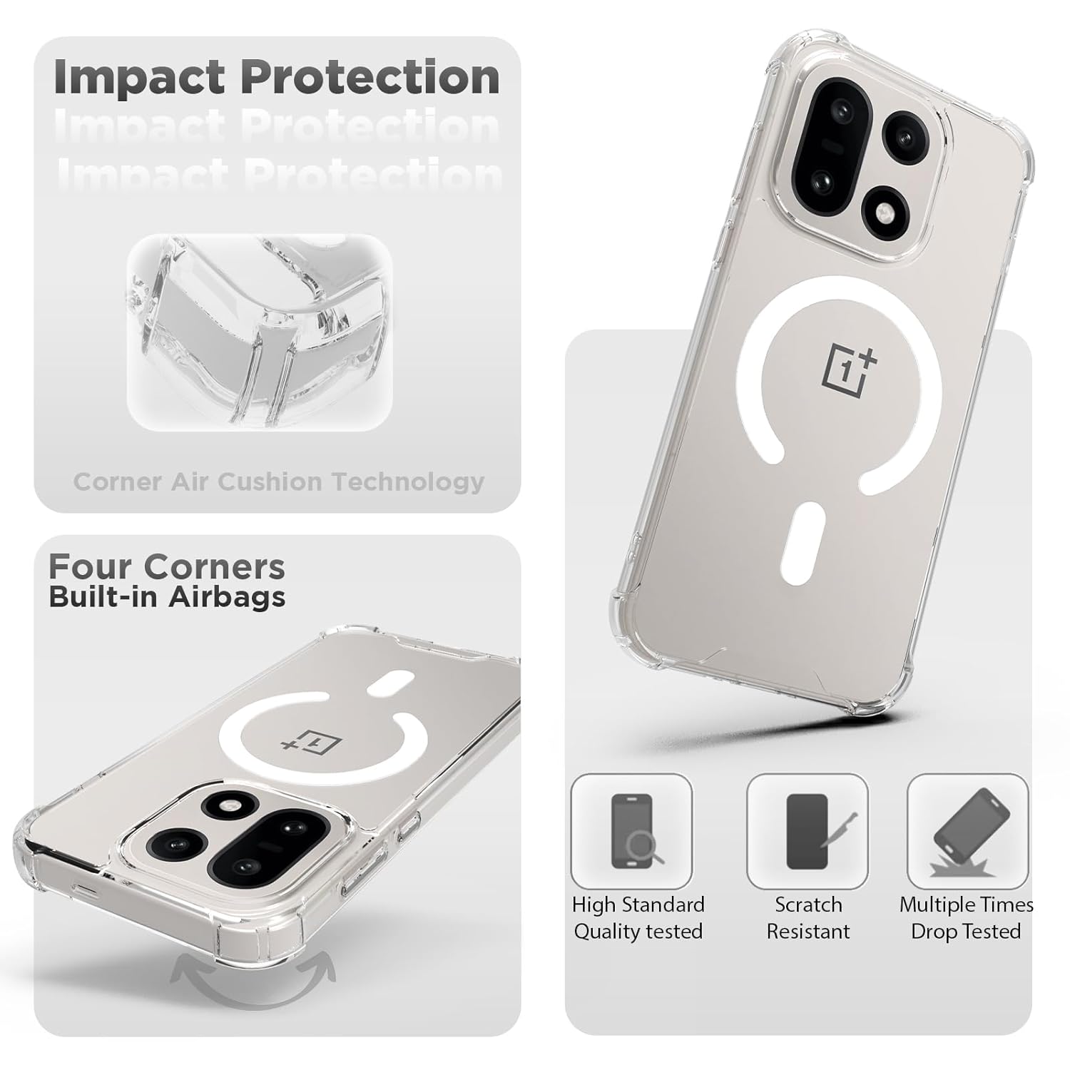 OnePlus 15 5G Back Cover Case | Clear Hybrid - Clear Smoke Magnetic