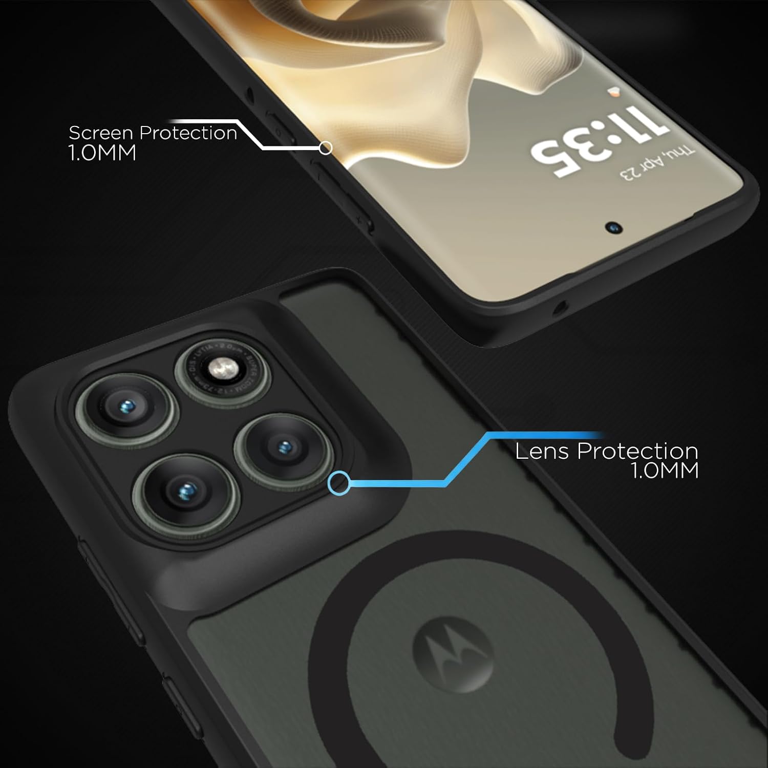Motorola Edge 60 Pro 5G Back Cover Case | Sleek Hybrid - Matte Black Magentic