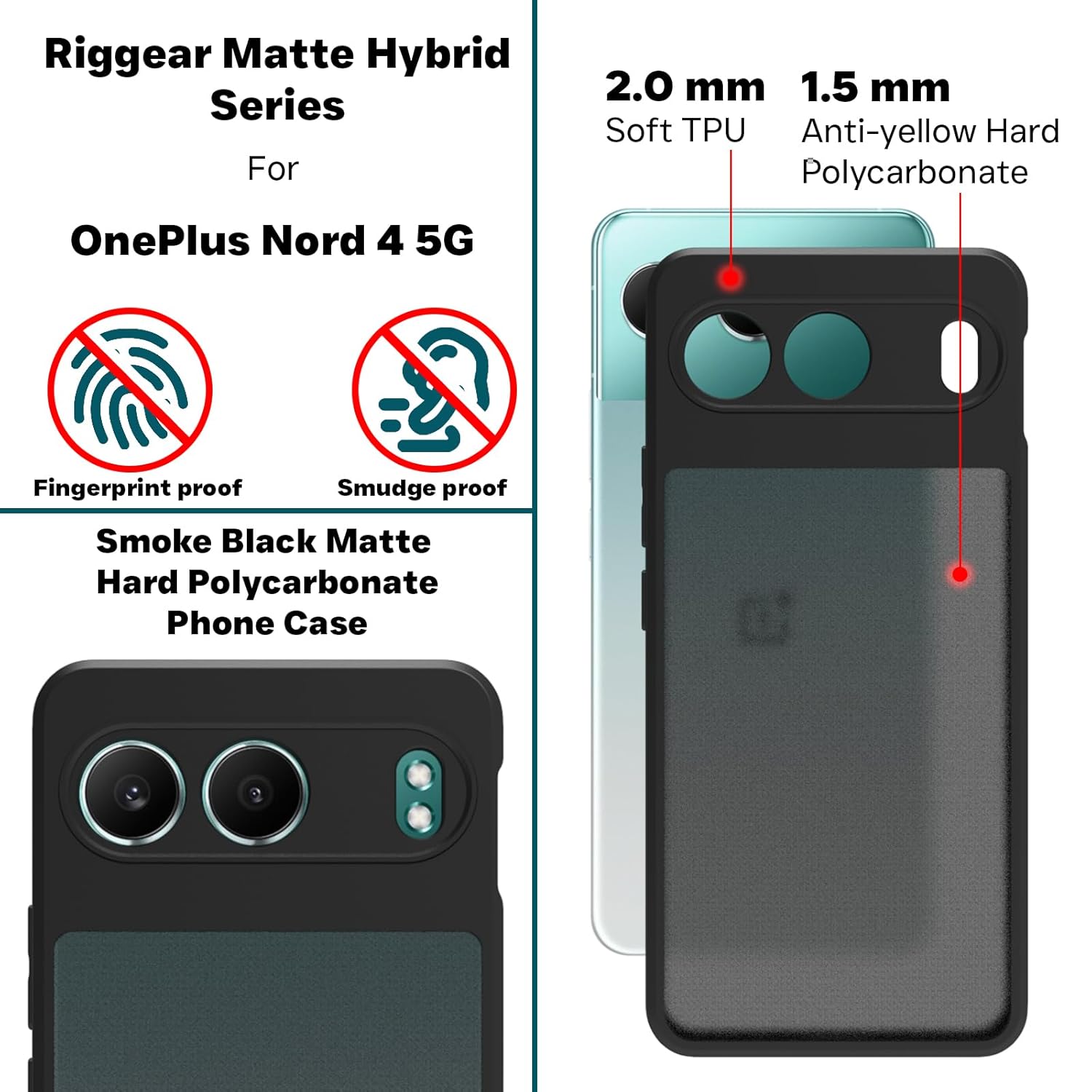 OnePlus Nord 4 5G Back Cover Case | Sleek Hybrid - Matte Black