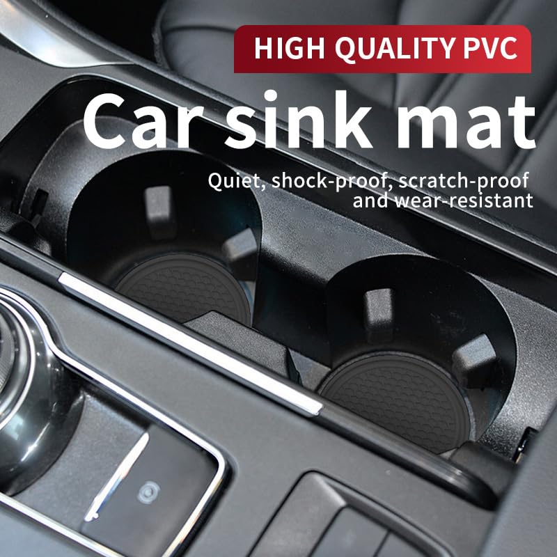 Universal Cup Holder Coasters | Anti-Slip Washable Car Cup Holder Inserts - Black