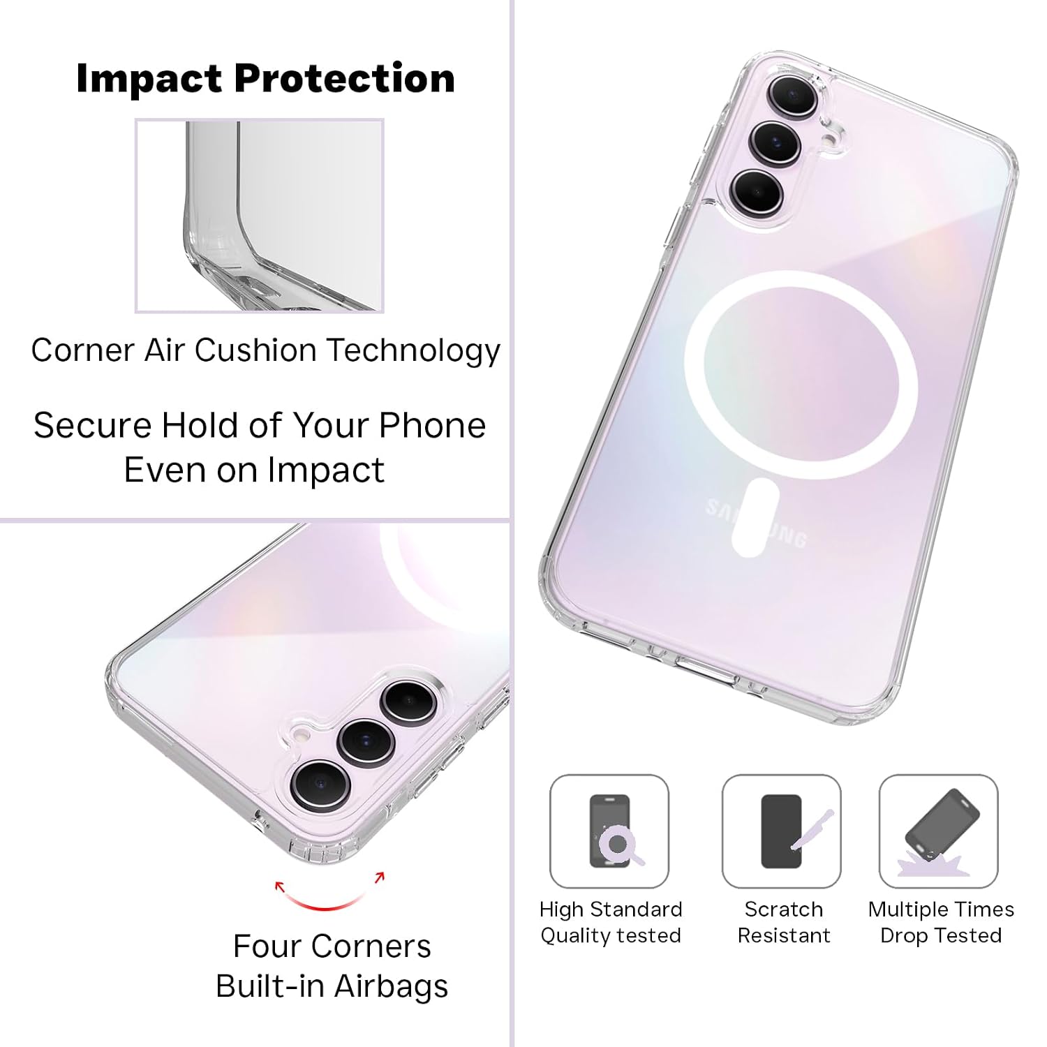 Samsung Galaxy A35 Back Cover Case | Clear Hybrid - Clear Magnetic