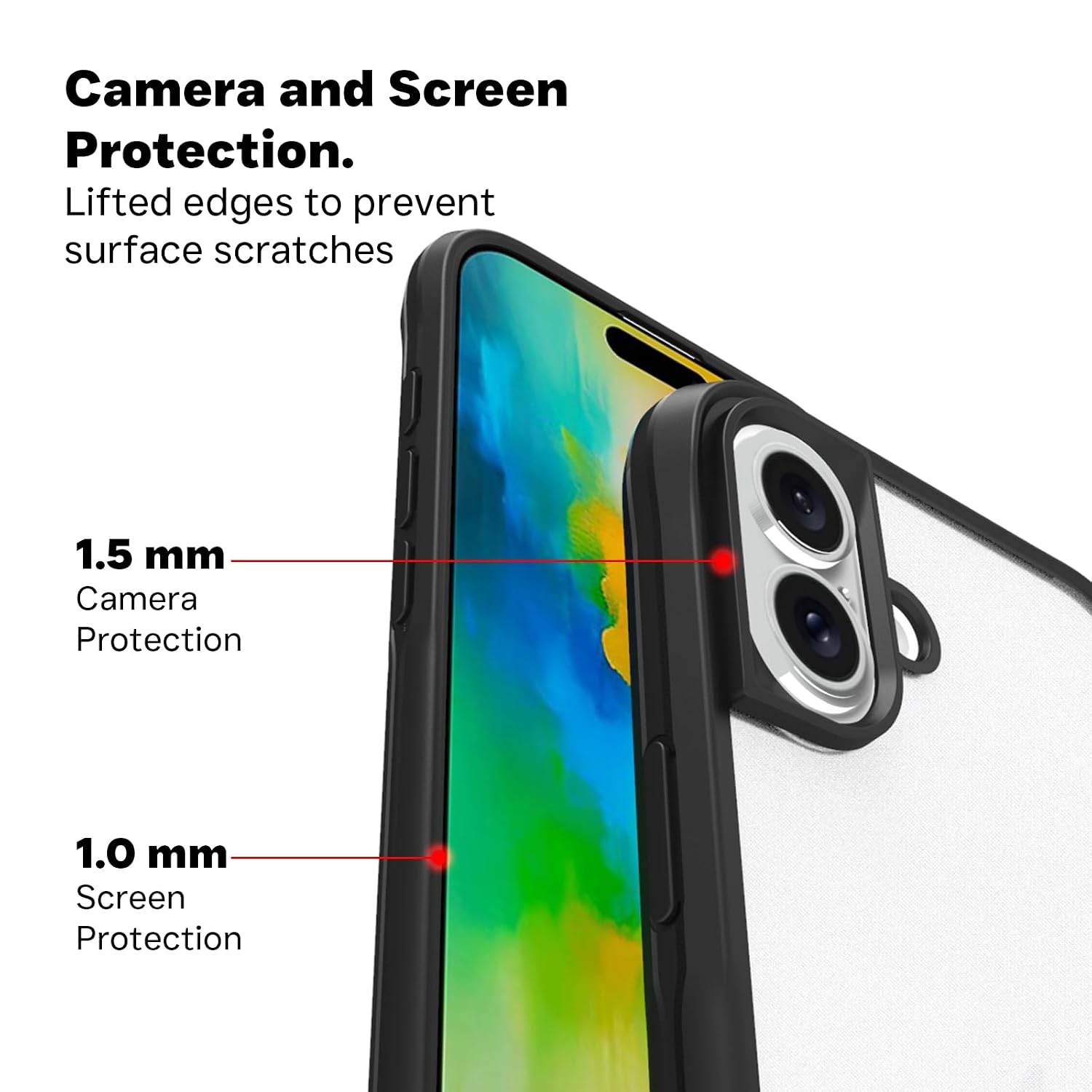 iPhone 16 Back Cover Case | Sleek Hybrid - Clear Black