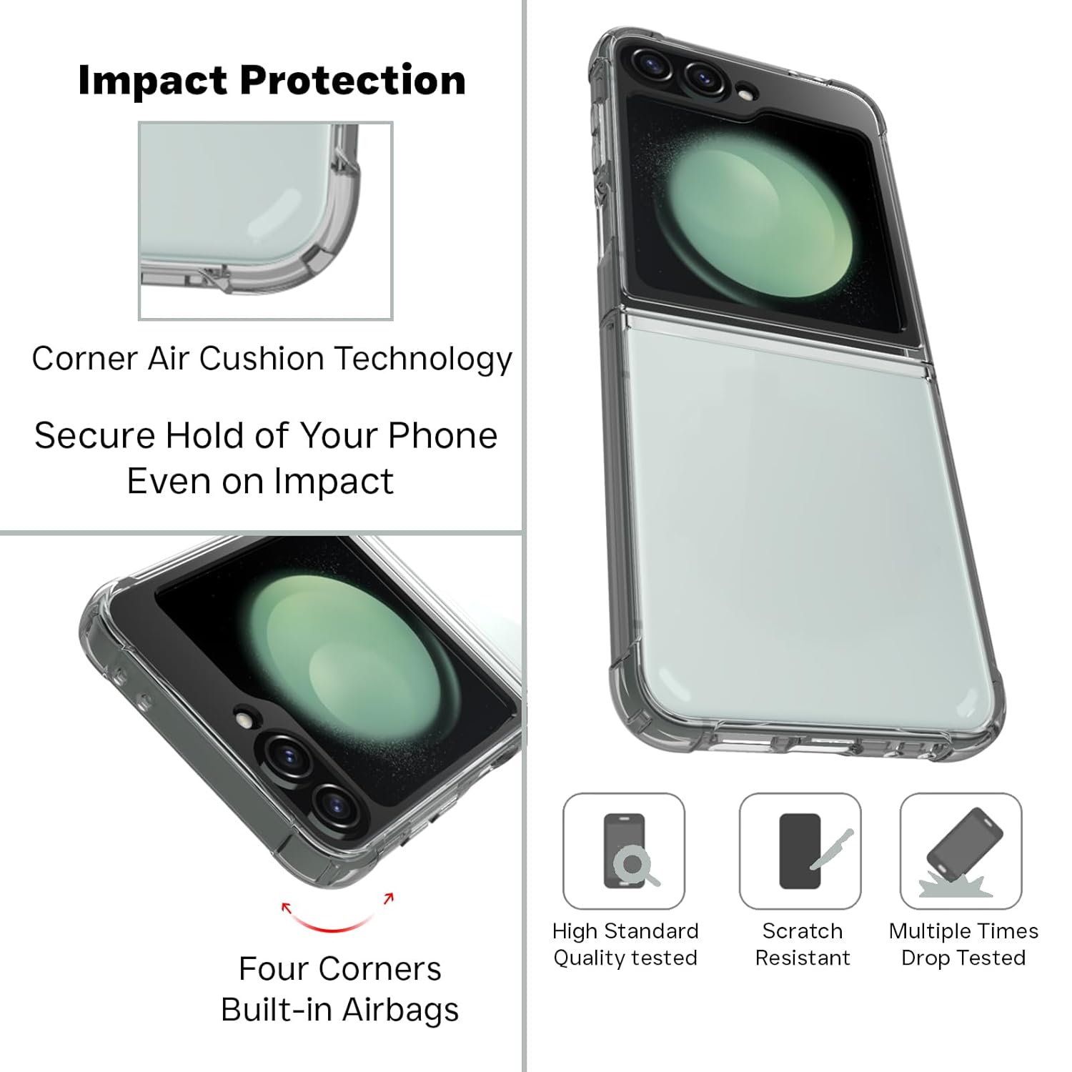 Samsung Galaxy Z Flip 6 / Z Flip 7 FE Back Cover Case | Clear Hybrid - Clear Transparent