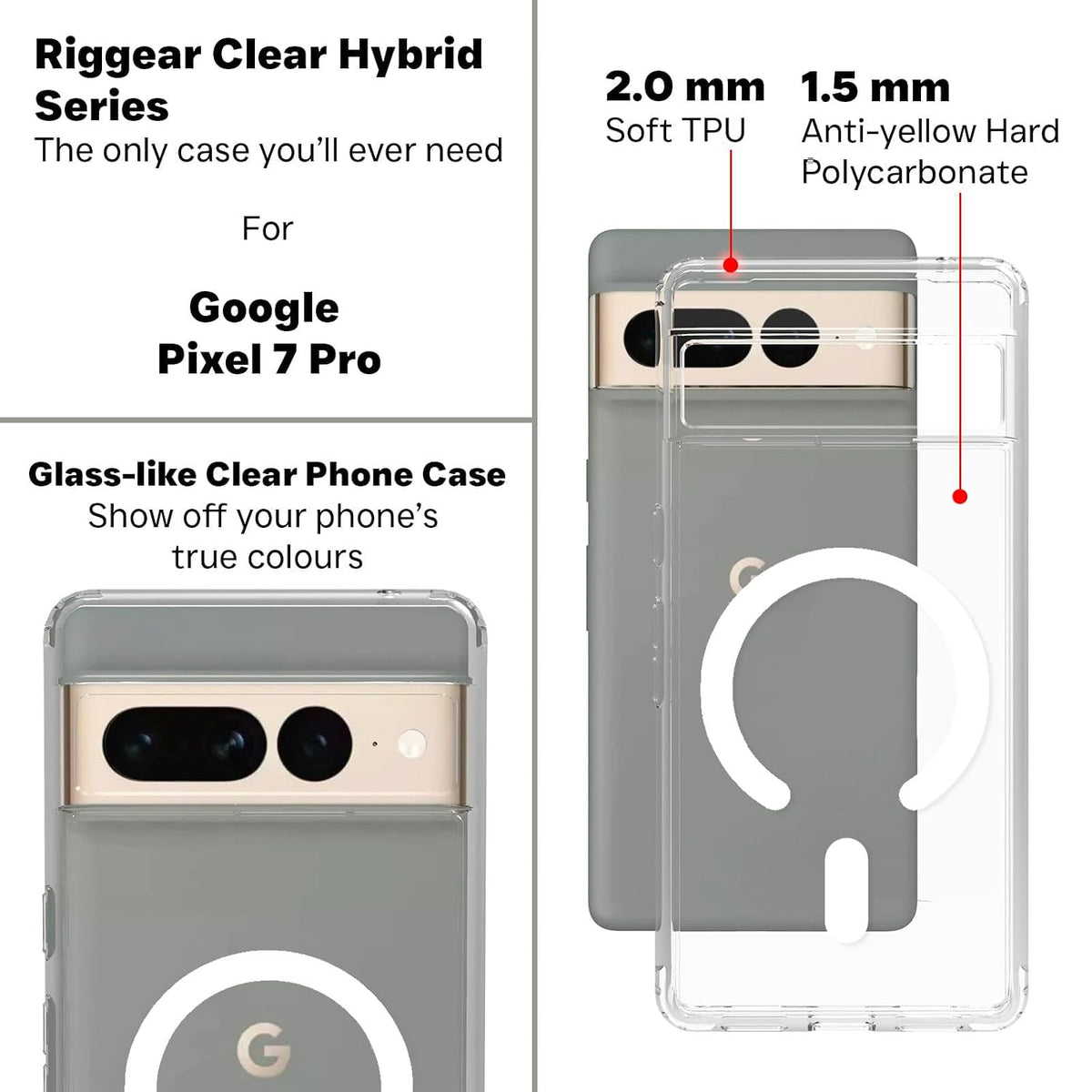 Google Pixel 7 Pro Back Cover Case | Clear Hybrid - Clear Magnetic