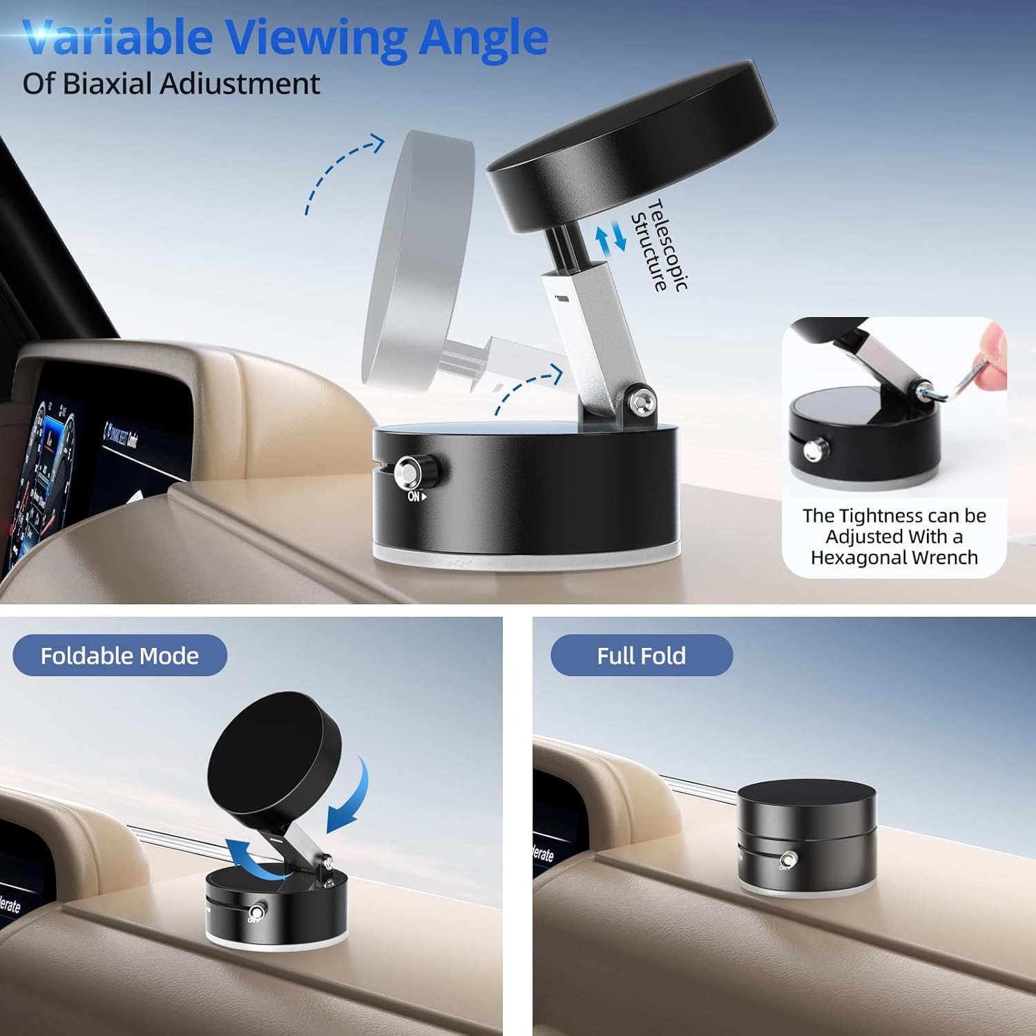 Magnetic Car Mobile Holder | Vacuum Suction Mount for Dashboard & Windshield