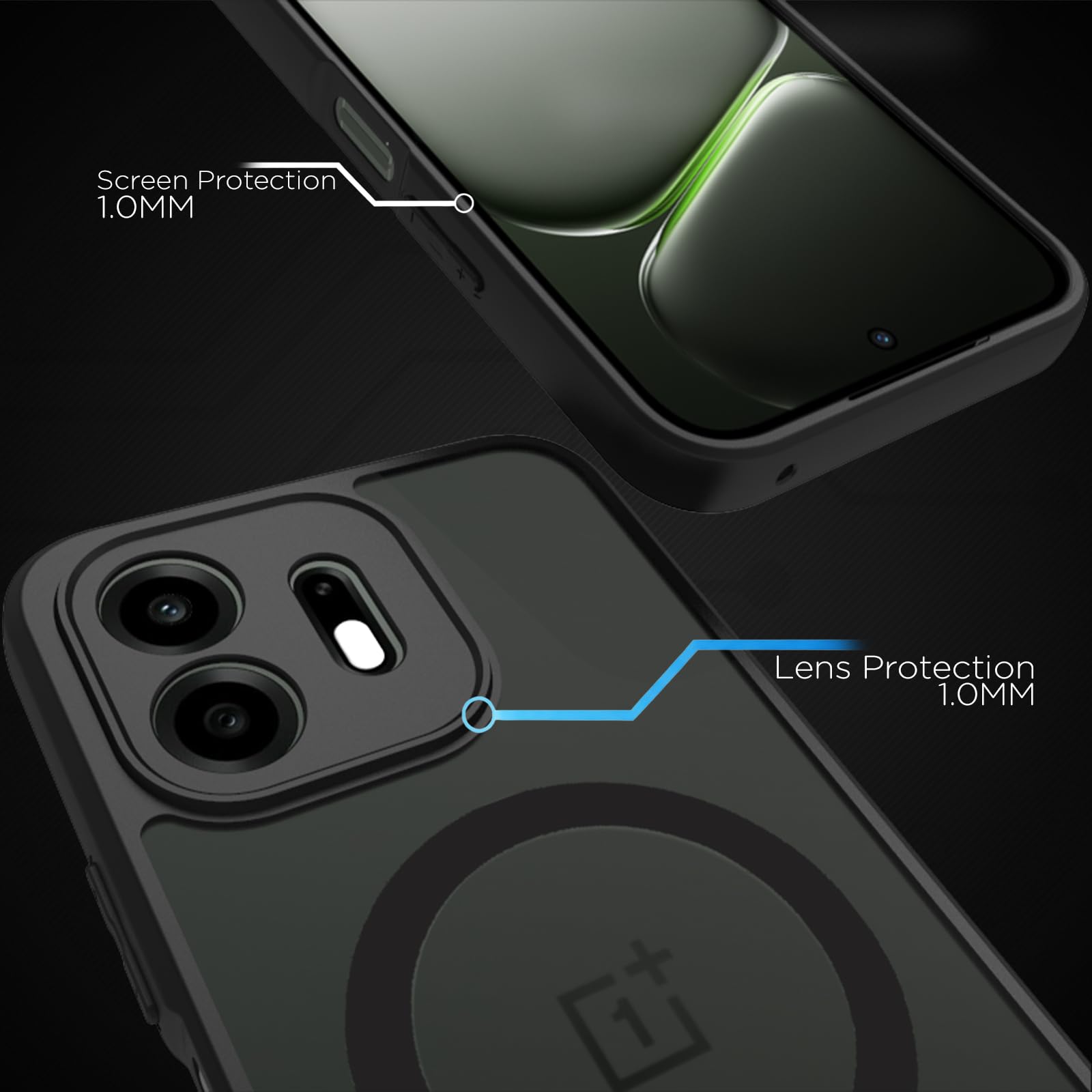 OnePlus N6 Back Cover Case | Sleek Hybrid - Matte Black Magnetic