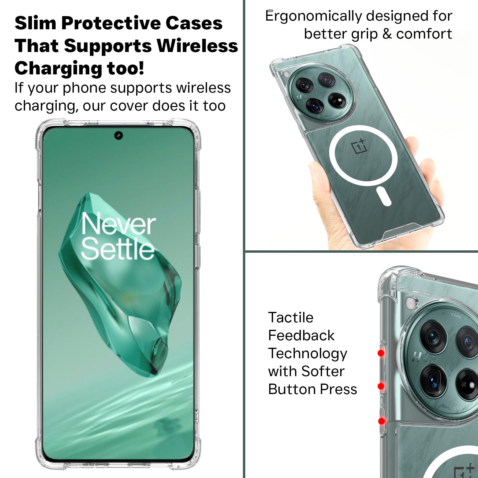 OnePlus 12 Back Cover Case | Clear Hybrid - Clear Transparent Magnetic