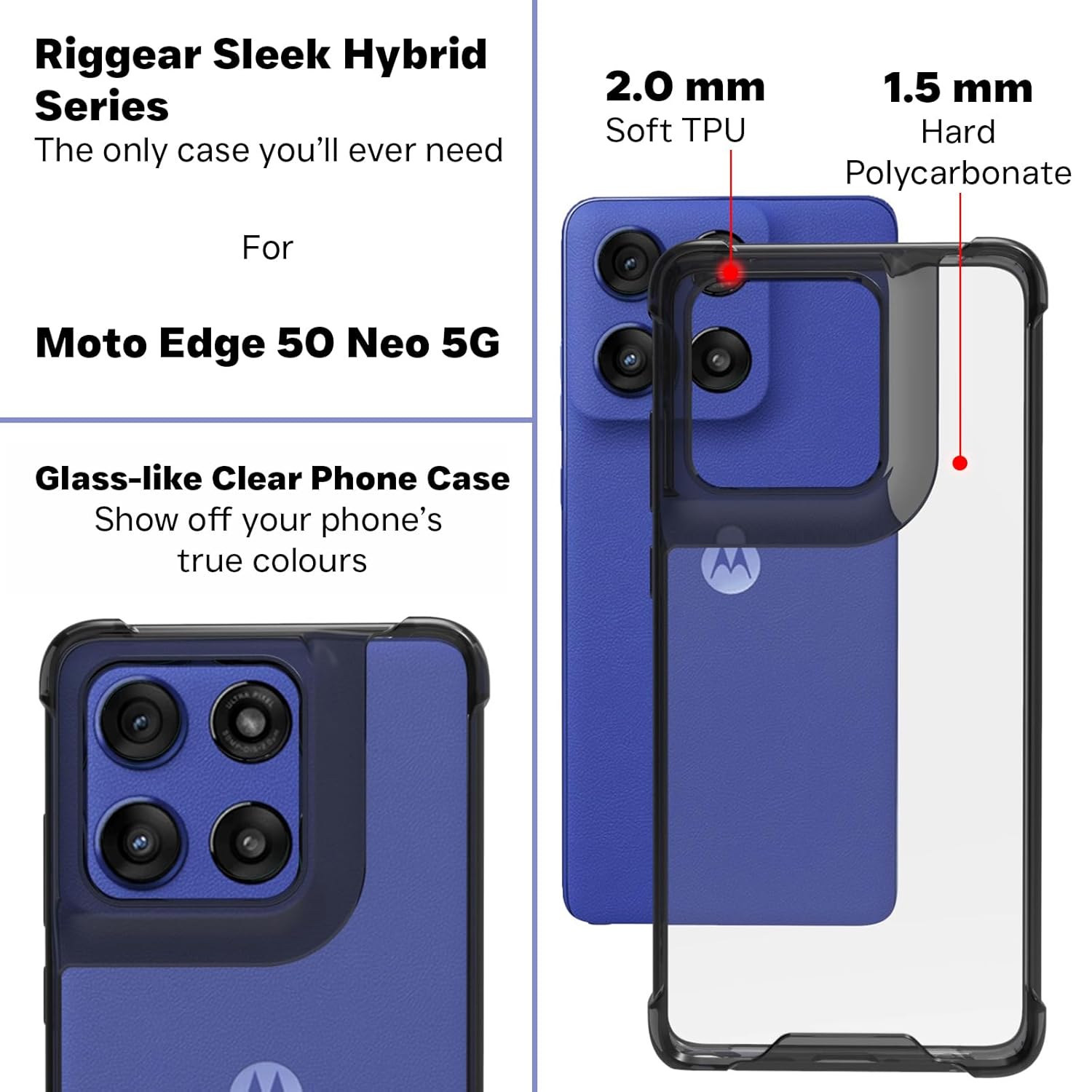 Motorola Edge 60 Stylus 5G Back Cover Case | Clear Hybrid - Clear