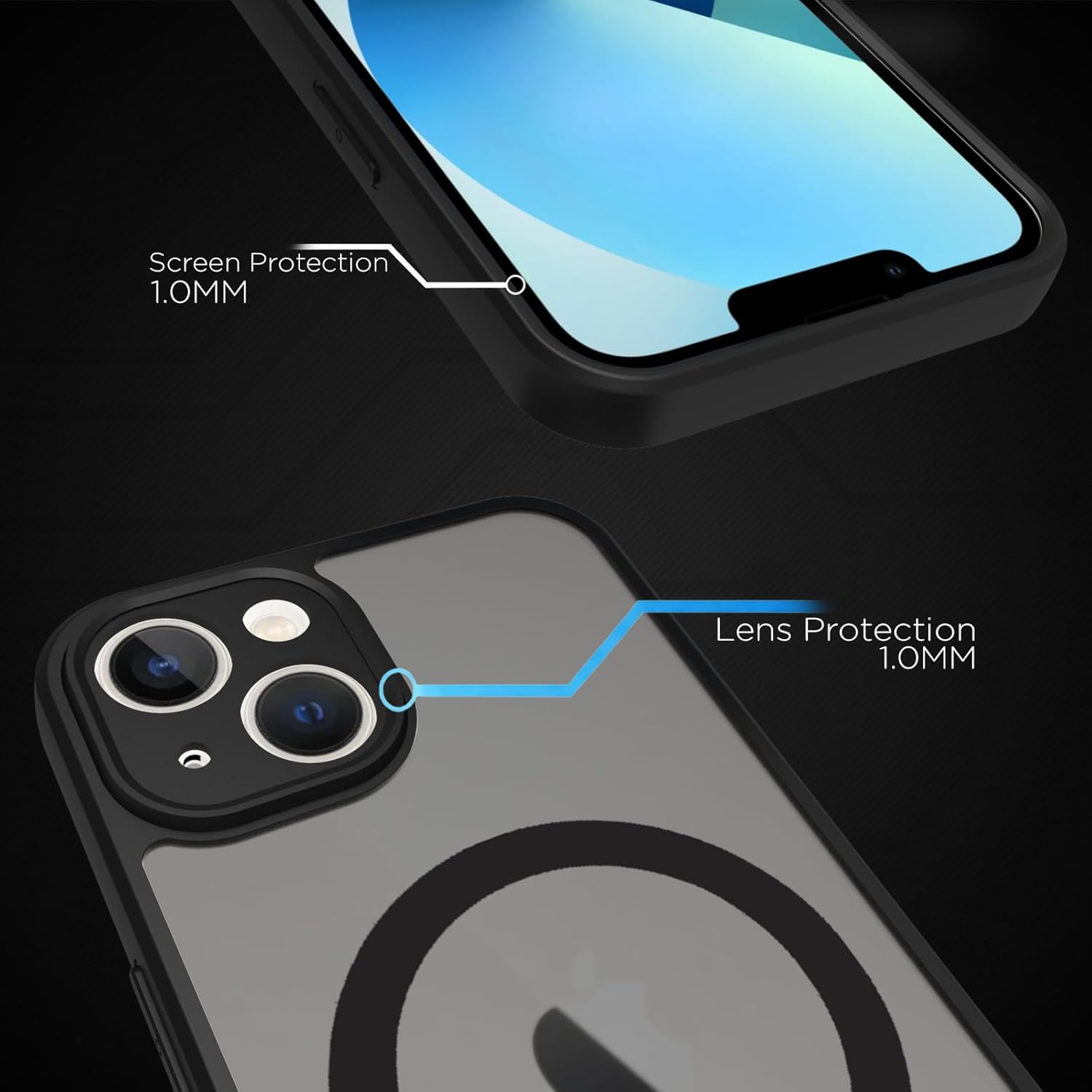 iPhone 13 Back Cover Case | Sleek Hybrid - Matte Black Magnetic