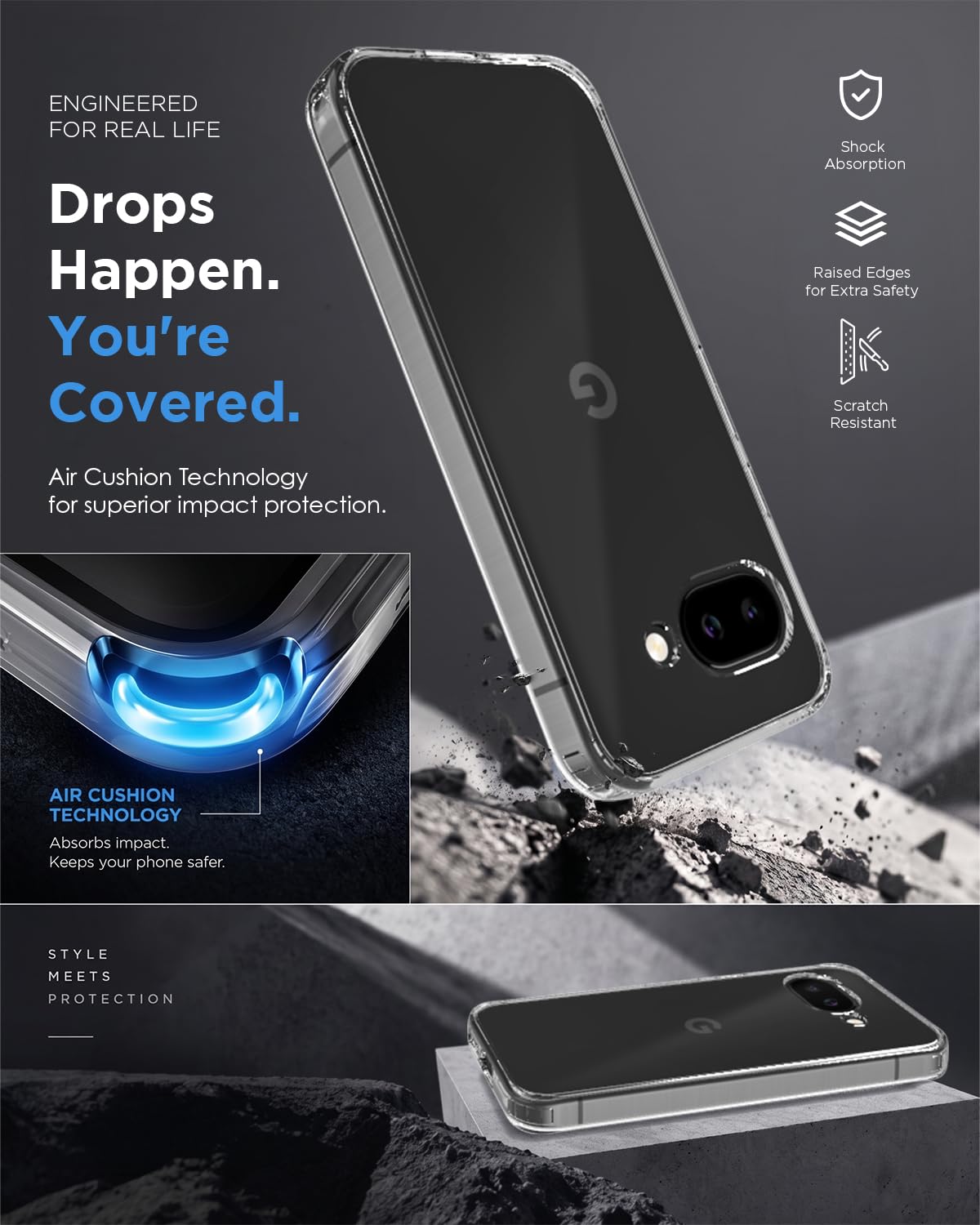 Google Pixel 9a Back Cover Case | Clear Hybrid - Clear