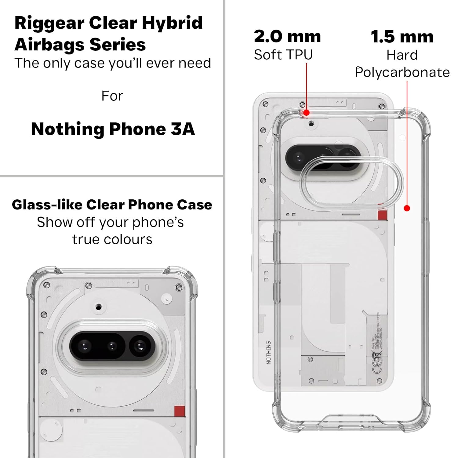 Nothing Phone 3a Back Cover Case | Clear Hybrid - Clear Transparent