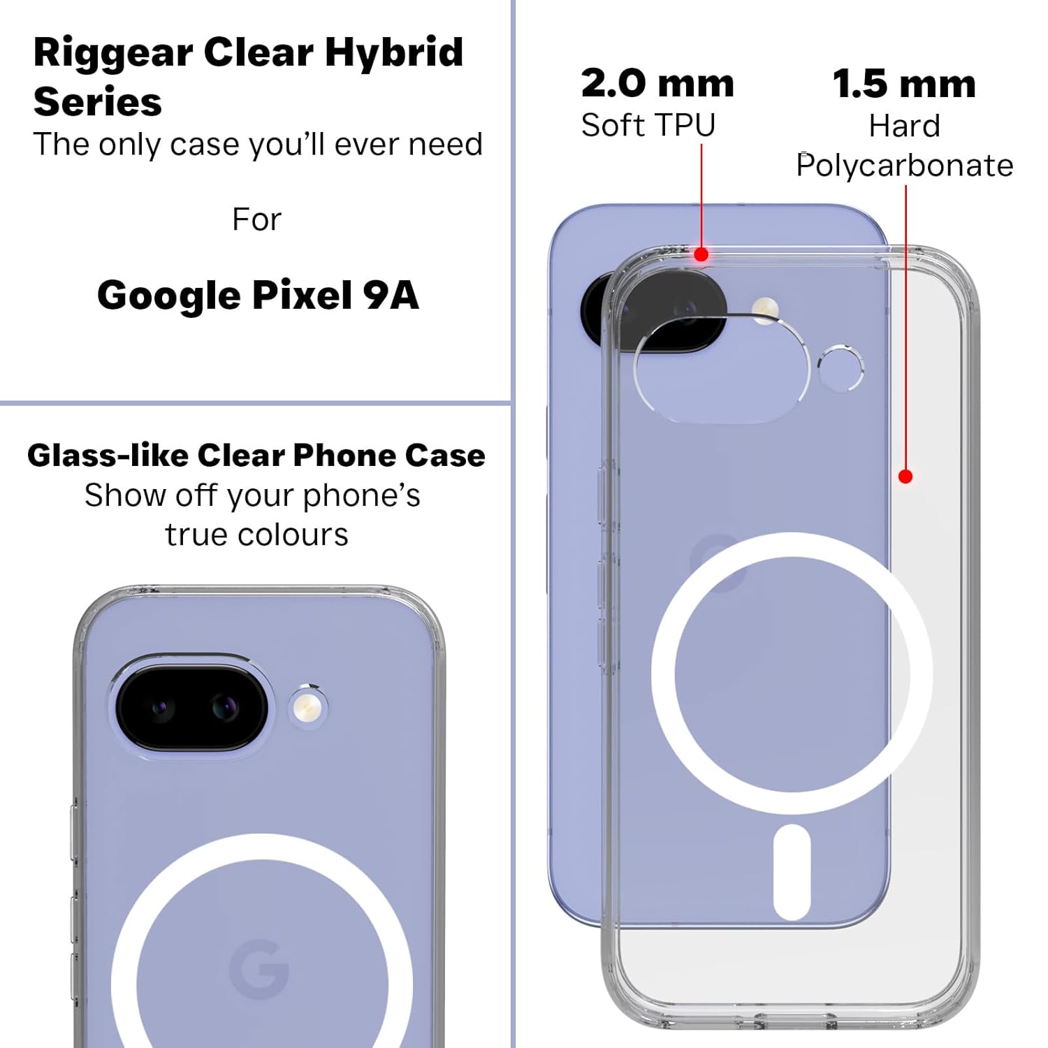 Google Pixel 9a Back Cover Case | Clear Hybrid - Clear Magnetic
