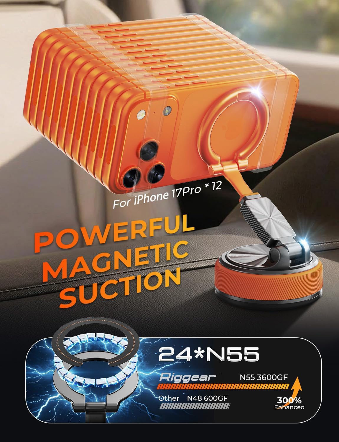 Magnetic Phone Mount Detachable | Orange