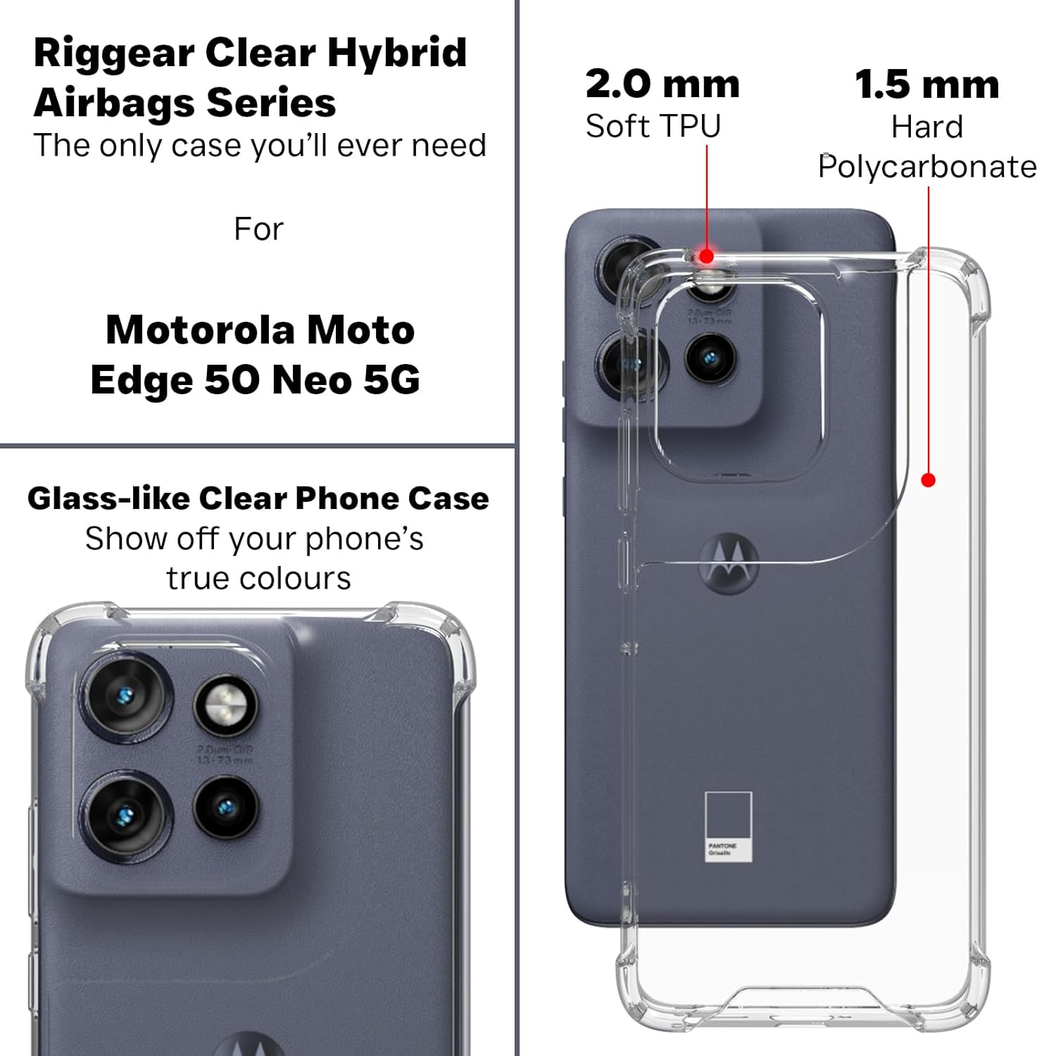 Motorola Edge 50 Neo 5G Back Cover Case | Clear Hybrid - Clear Transparent