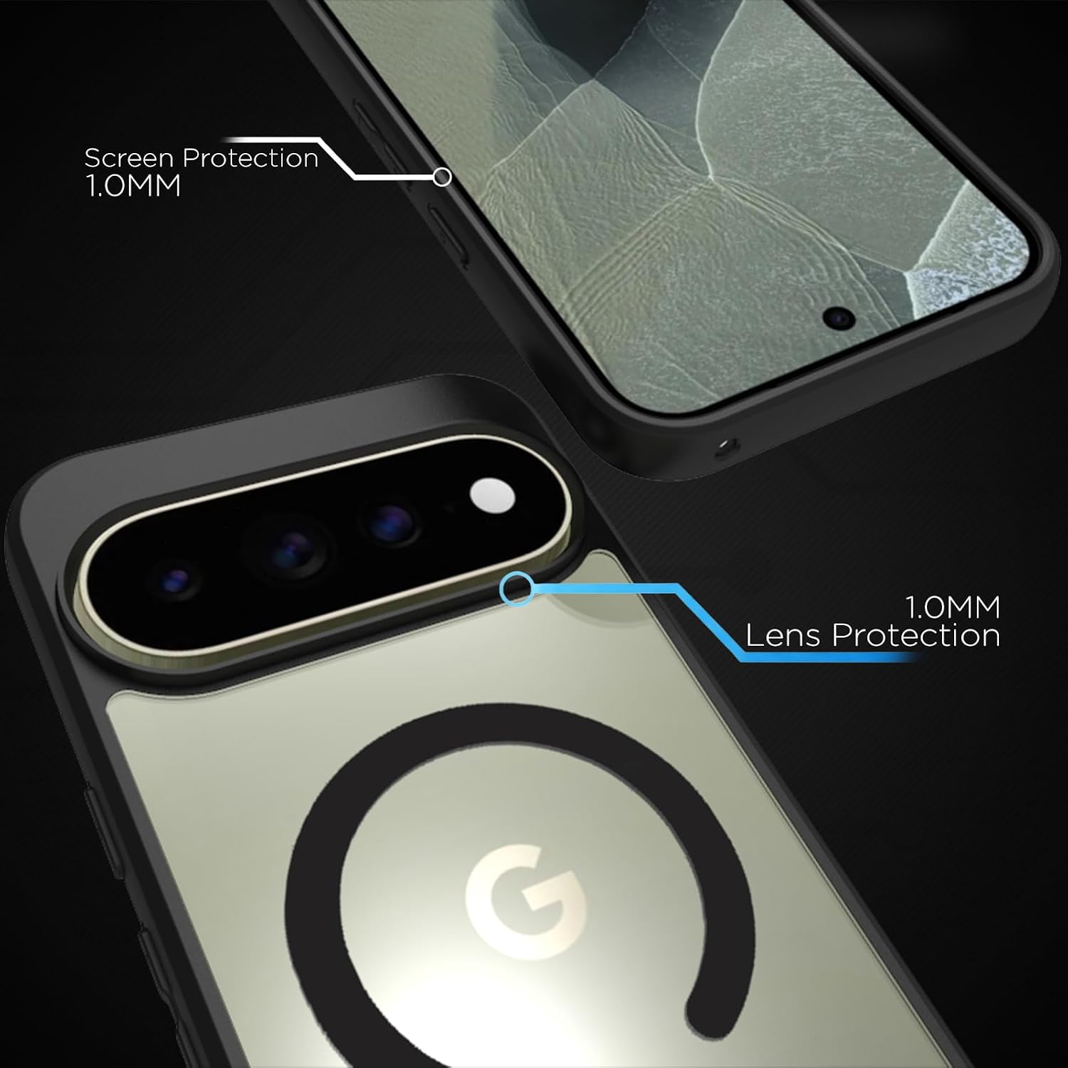 Google Pixel 11 Pro XL Back Cover Case | Sleek Hybrid - Clear Black Magnetic