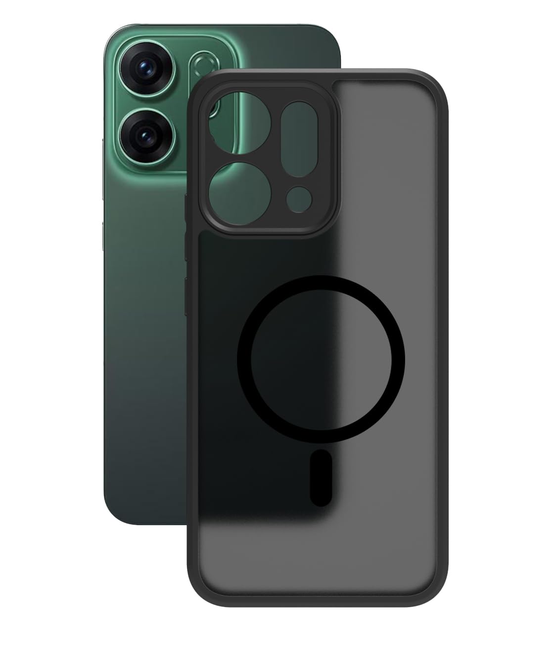 Oppo Reno14 5G Back Cover Case | Sleek Hybrid - Matte Black Magnetic