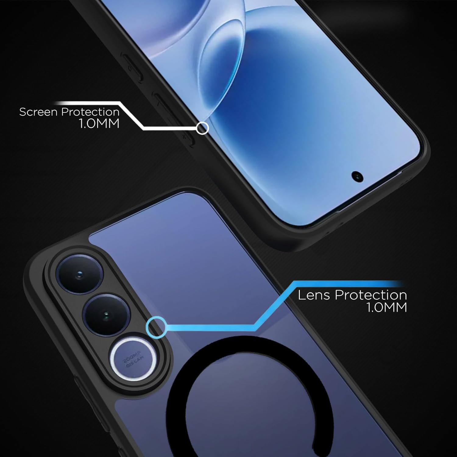 Vivo V70 FE Back Cover Case | Sleek Hybrid - Clear Black Magnetic