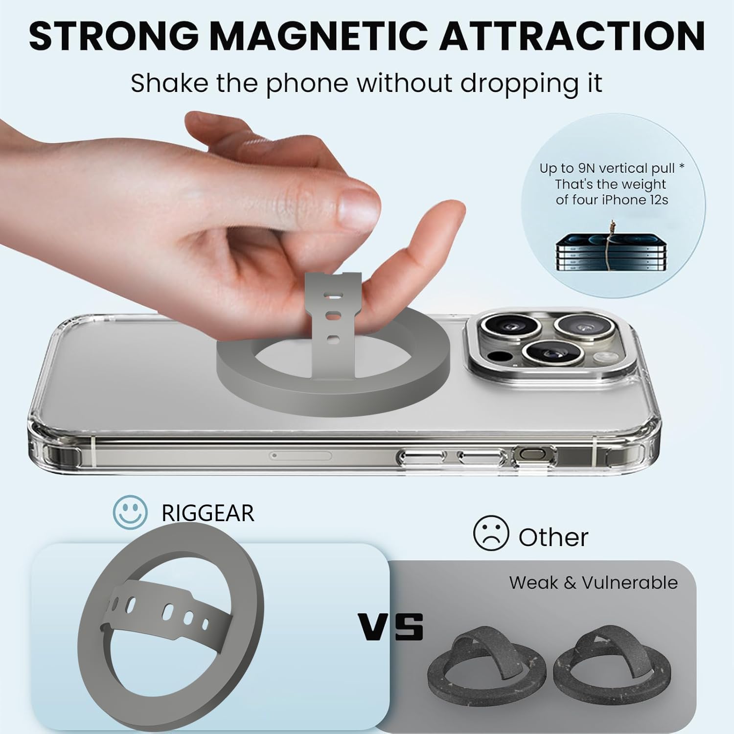 MagSafe Silicone Phone Grip | Finger Loop Holder - Silcy Grey