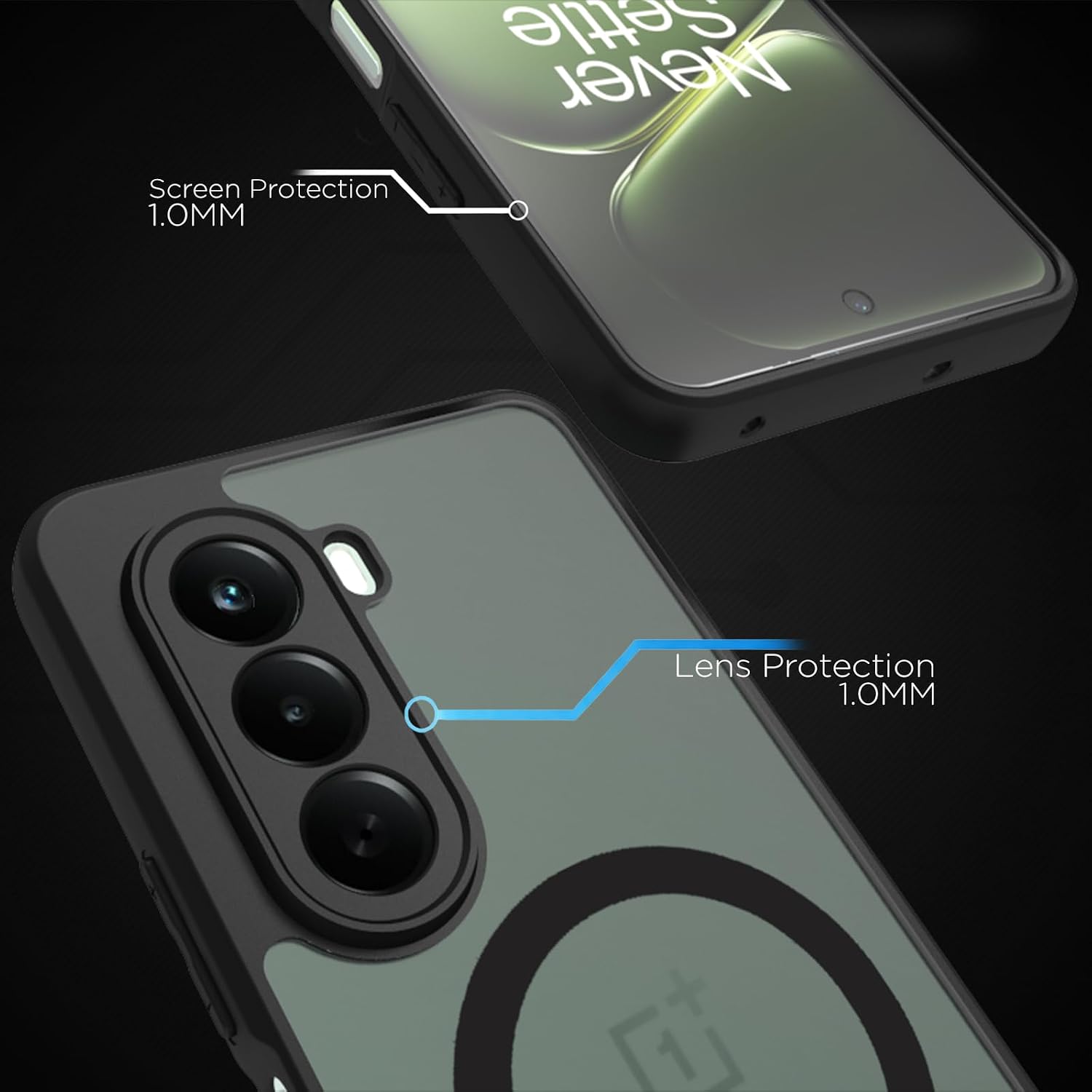 OnePlus Nord CE6 Lite 5G Back Cover Case | Sleek Hybrid - Matte Black Magnetic