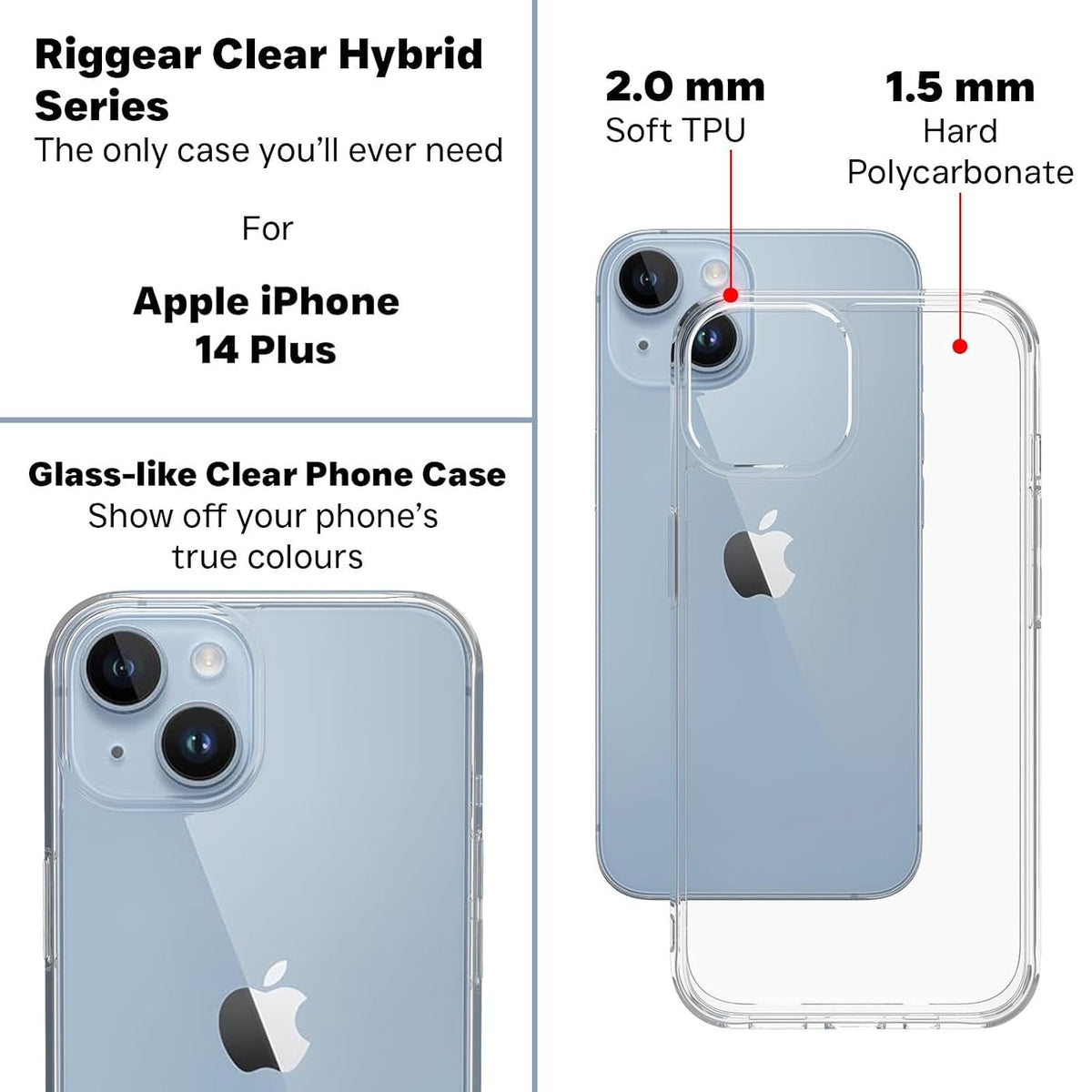 iPhone 14 Plus Back Cover Case | Clear Hybrid - Clear