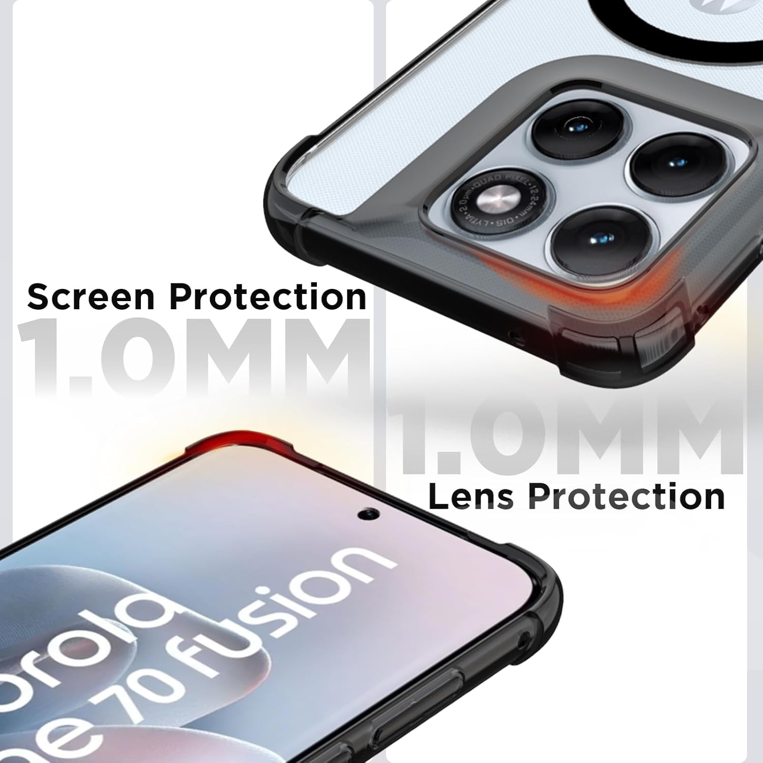 Motorola Edge 70 Fusion Back Cover Case | Clear Hybrid - Clear Smoke Magnetic