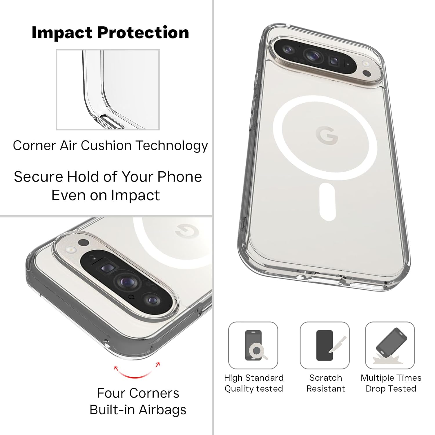 Google Pixel 9 Pro XL Back Cover Case | Clear Hybrid - Clear Magnetic