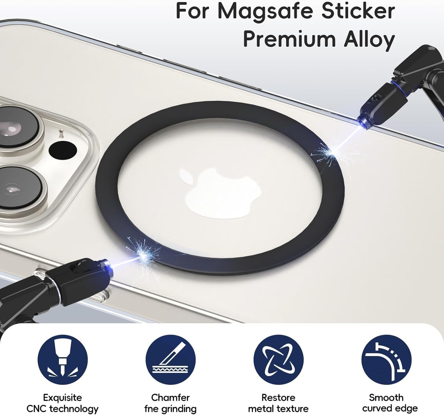 MagSafe Ring Sticker | Magnetic Metal Plate (Pack of 2 - Black & White)