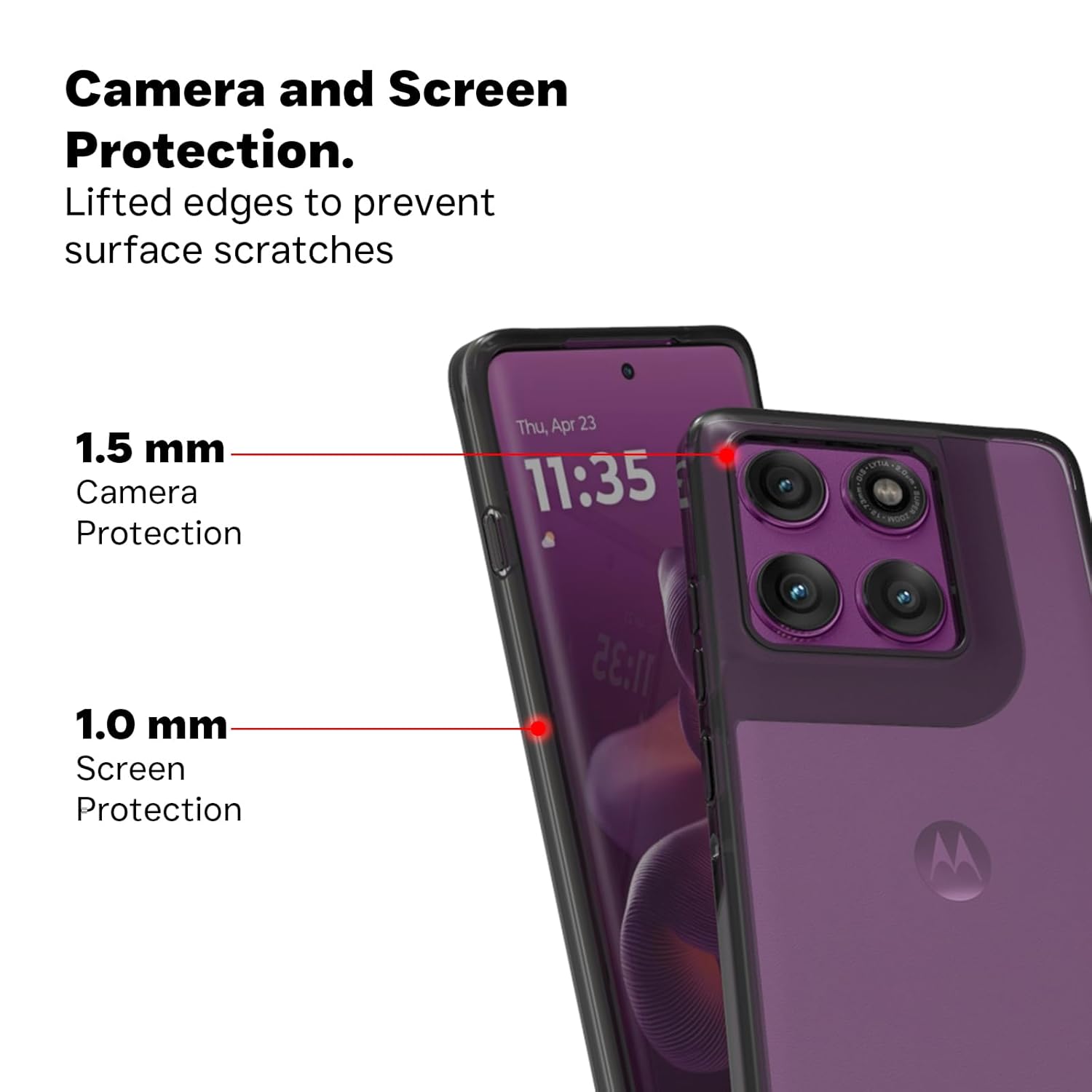 Motorola Edge 60 Pro Back Cover Case| Clear Hybrid - Clear Black