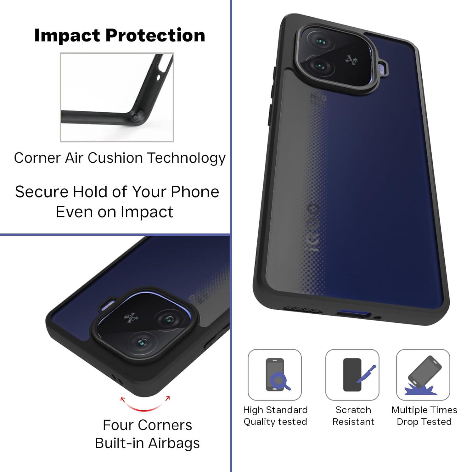 iQOO Neo 10R 5G Back Cover Case | Sleek Hybrid - Matte Black