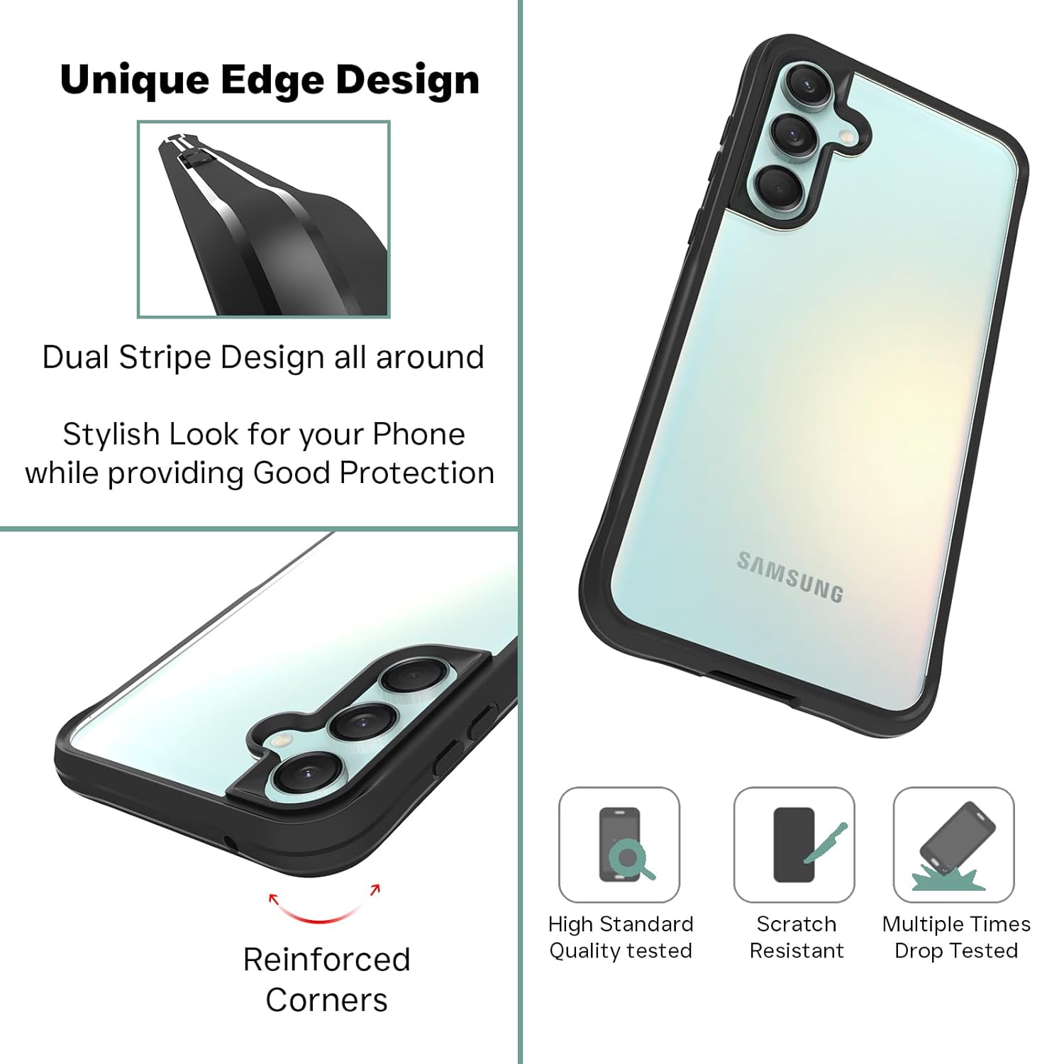 Samsung Galaxy M55 5G / F55 5G / M55s 5G Back Cover Case | Tough Hybrid - Clear Black