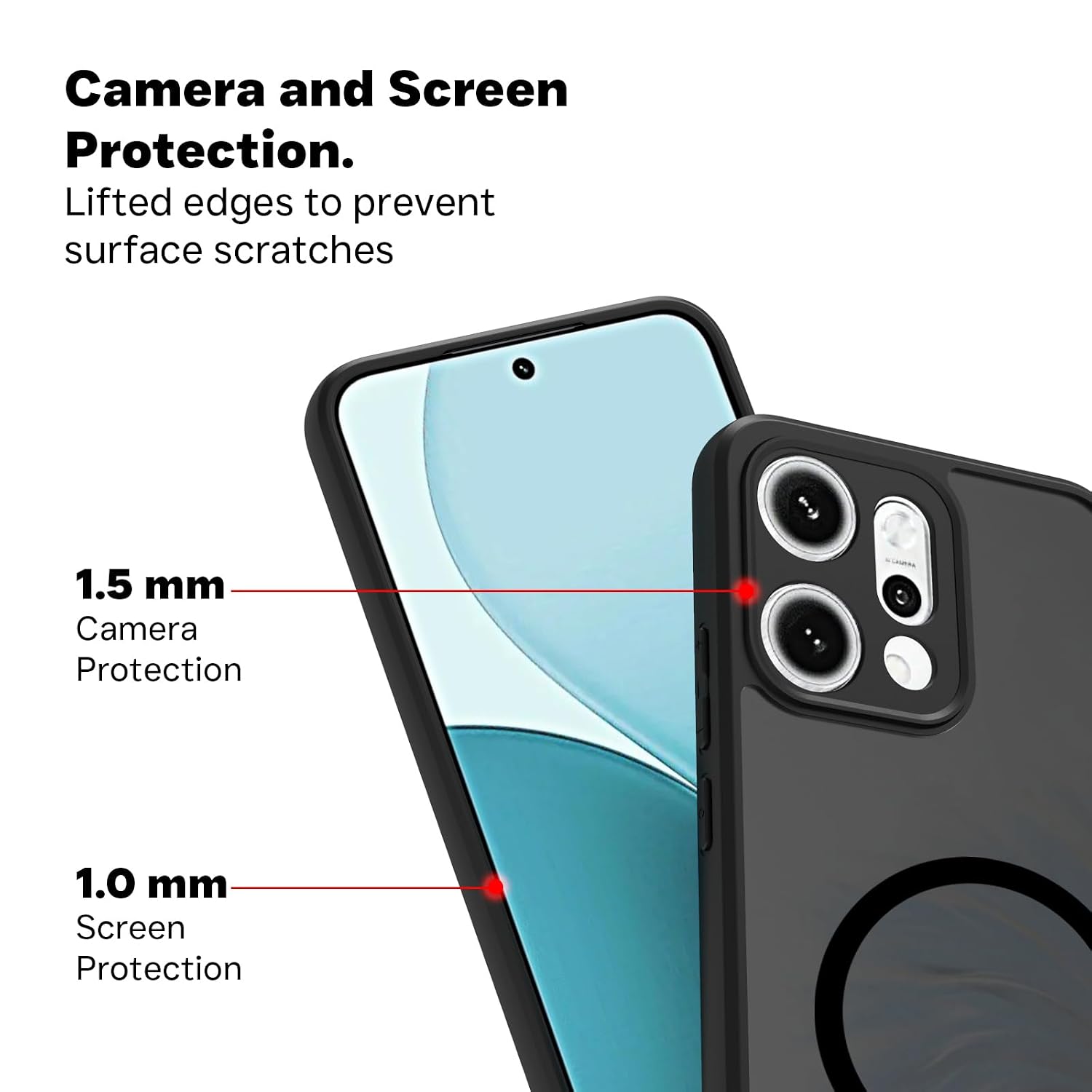 Oppo Reno 14 Pro Back Cover Case | Sleek Hybrid - Matte Black Magnetic
