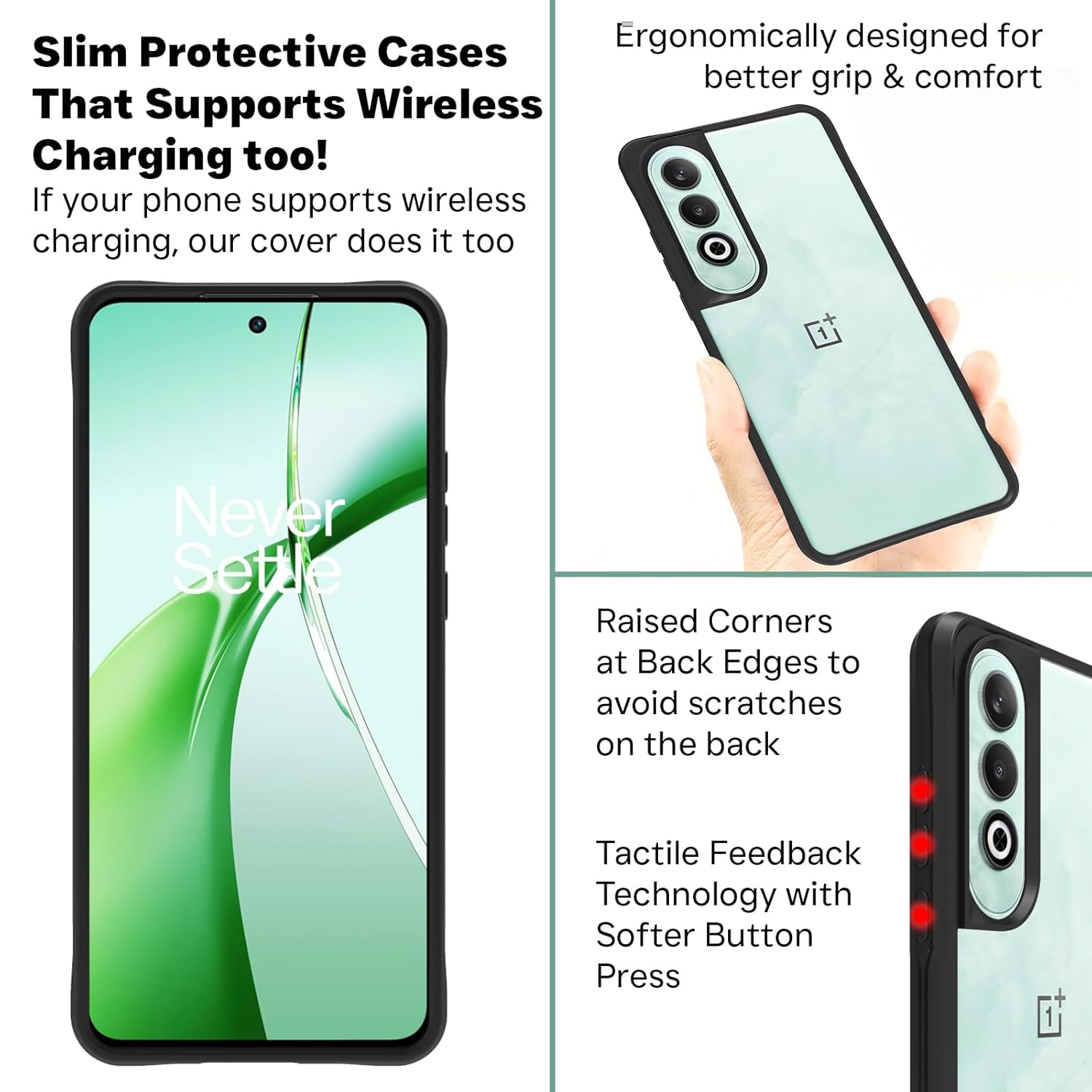 OnePlus Nord CE4 5G Back Cover Case | Tough Hybrid - Clear Black