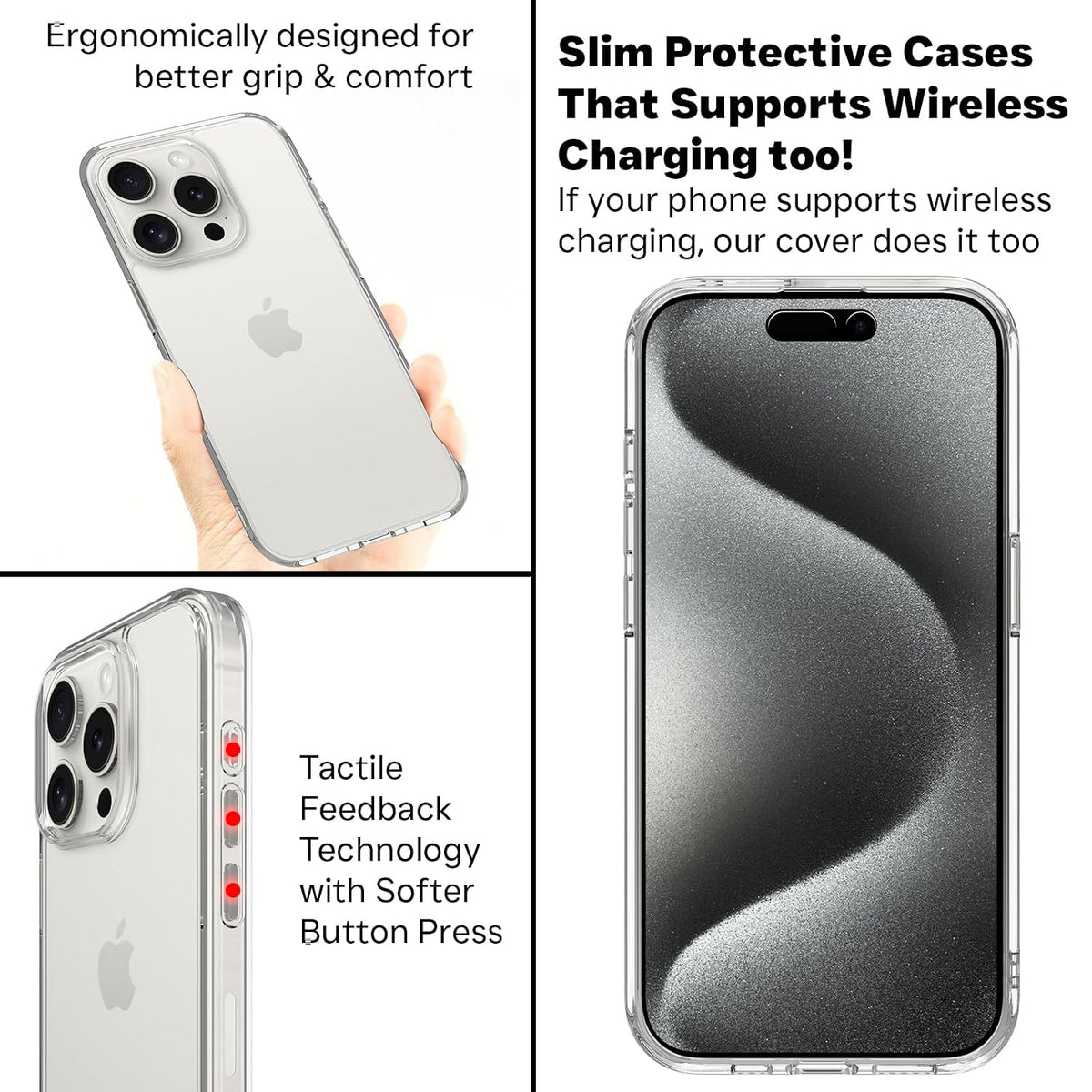 iPhone 15 Pro Back Cover Case | Clear Hybrid - Clear