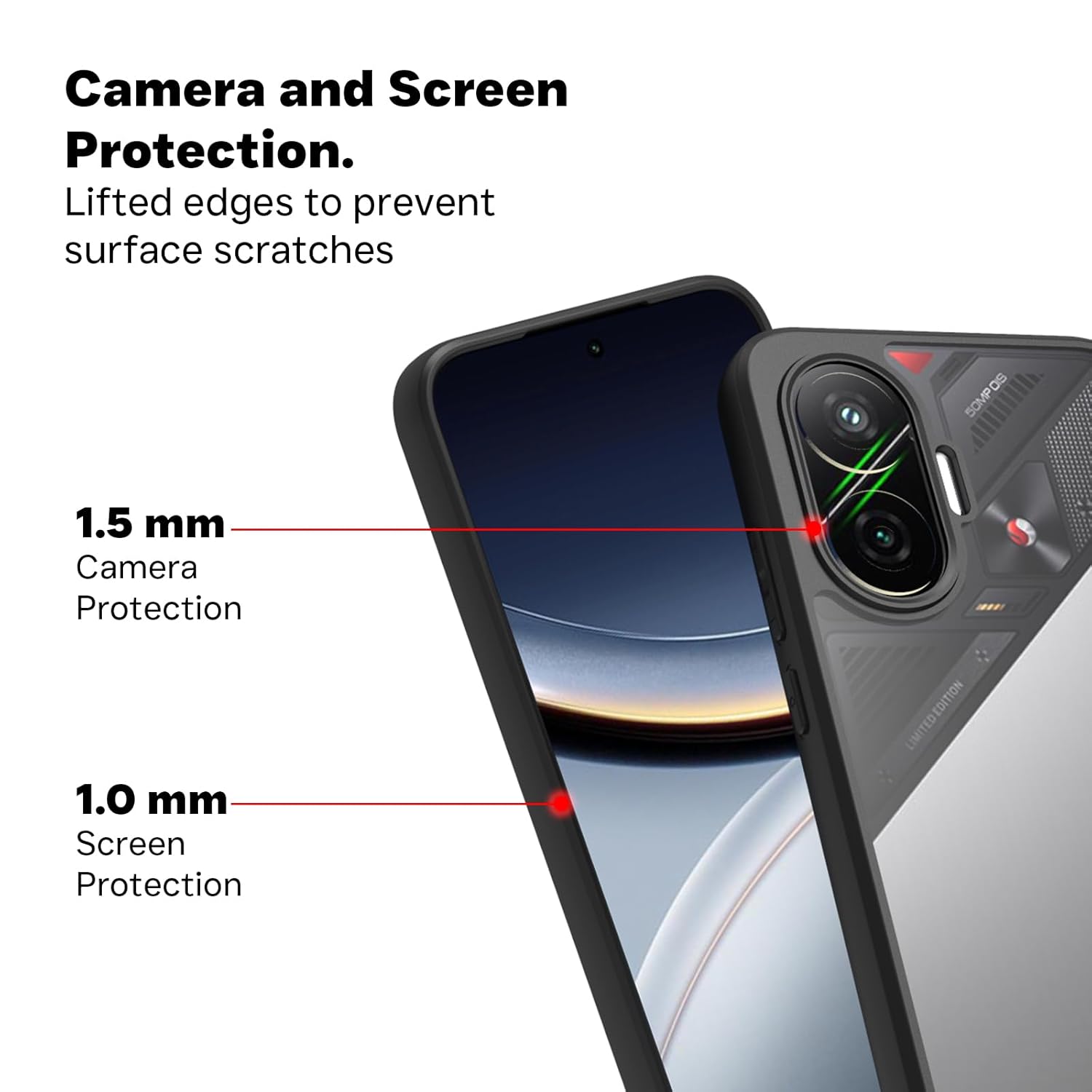 Poco F7 5G Back Cover Case | Sleek Hybrid - Clear Black