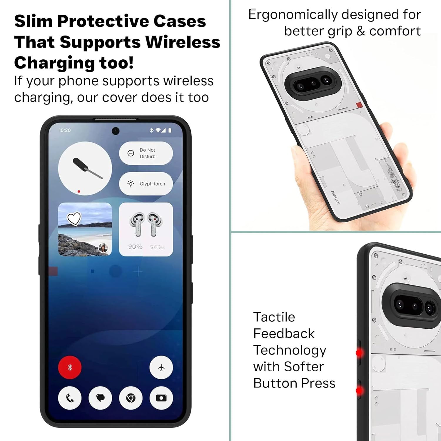Nothing Phone 3a Back Cover Case | Sleek Hybrid - Clear Black