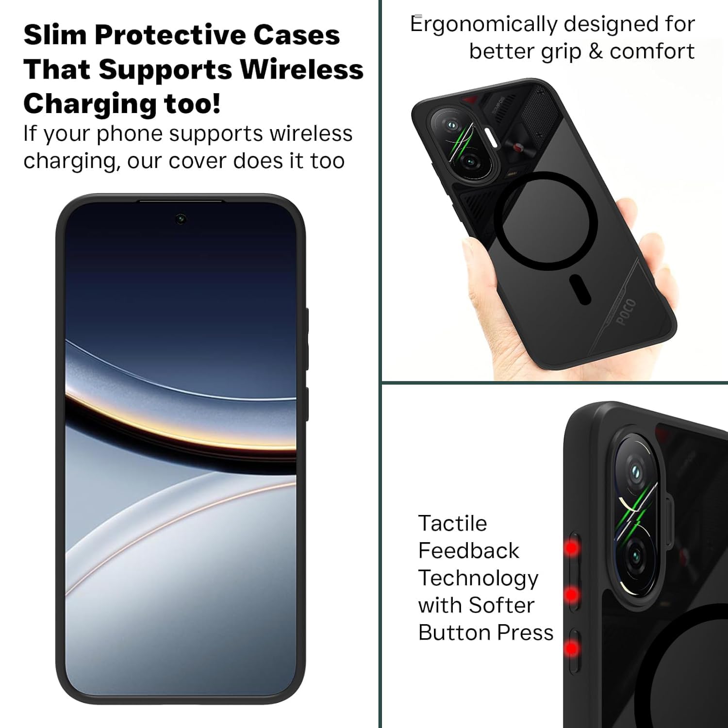 Poco F7 5G Back Cover Case | Sleek Hybrid - Matte Black Magnetic