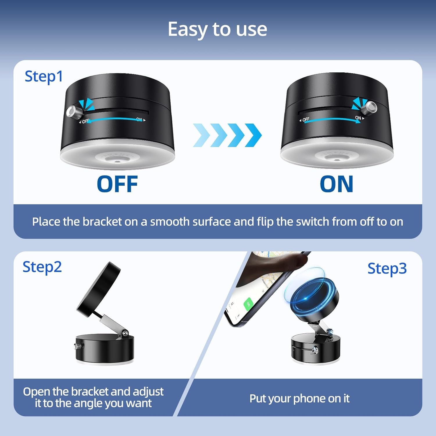 Magnetic Car Mobile Holder | Vacuum Suction Mount for Dashboard & Windshield