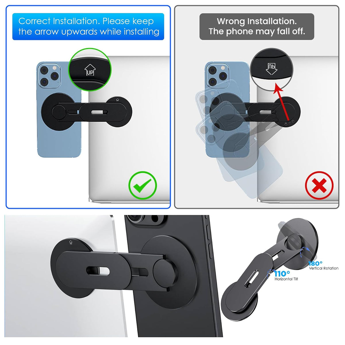 Magnetic Laptop Phone Mount | Grey