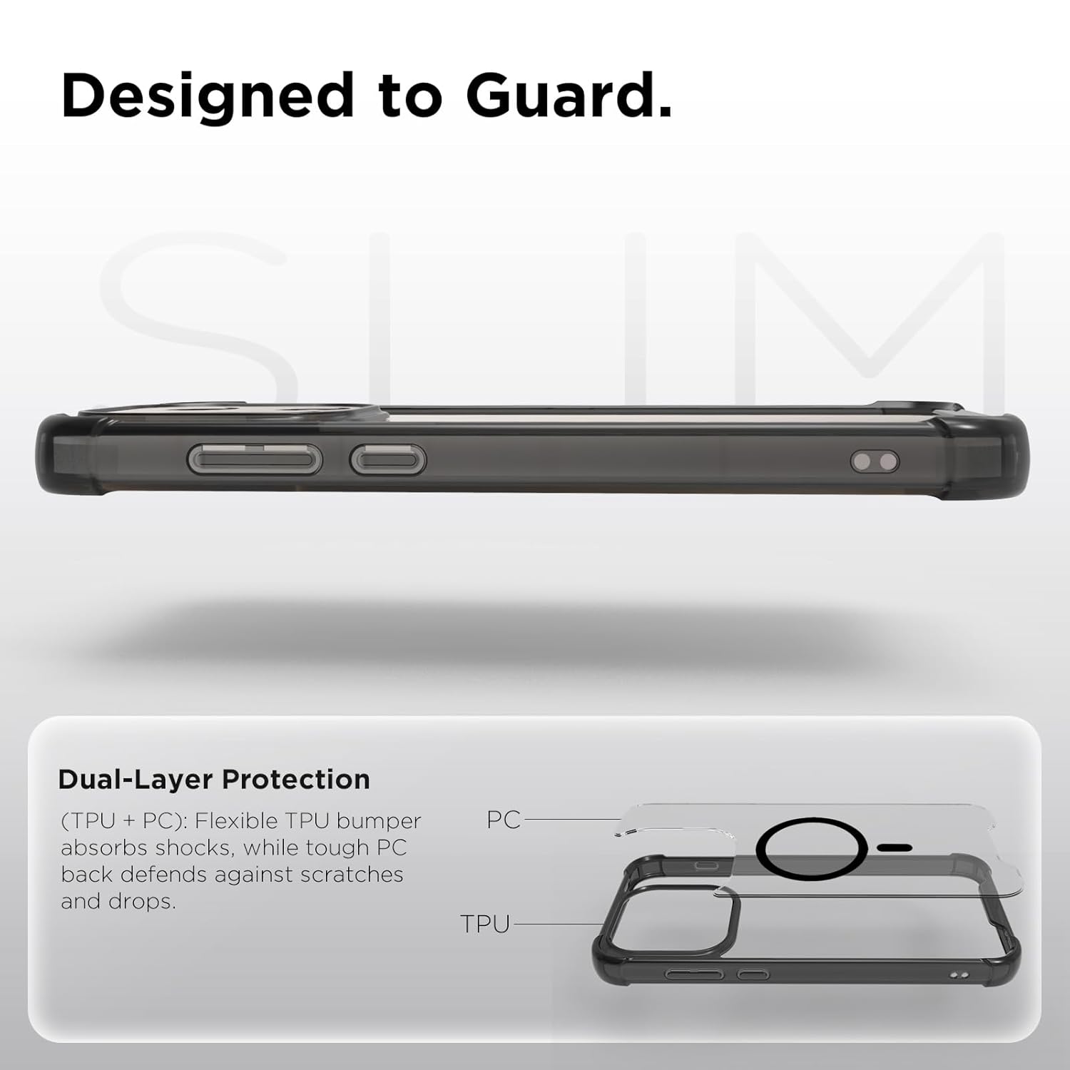 OnePlus 15 5G Back Cover Case | Clear Hybrid - Magnetic Clear Black